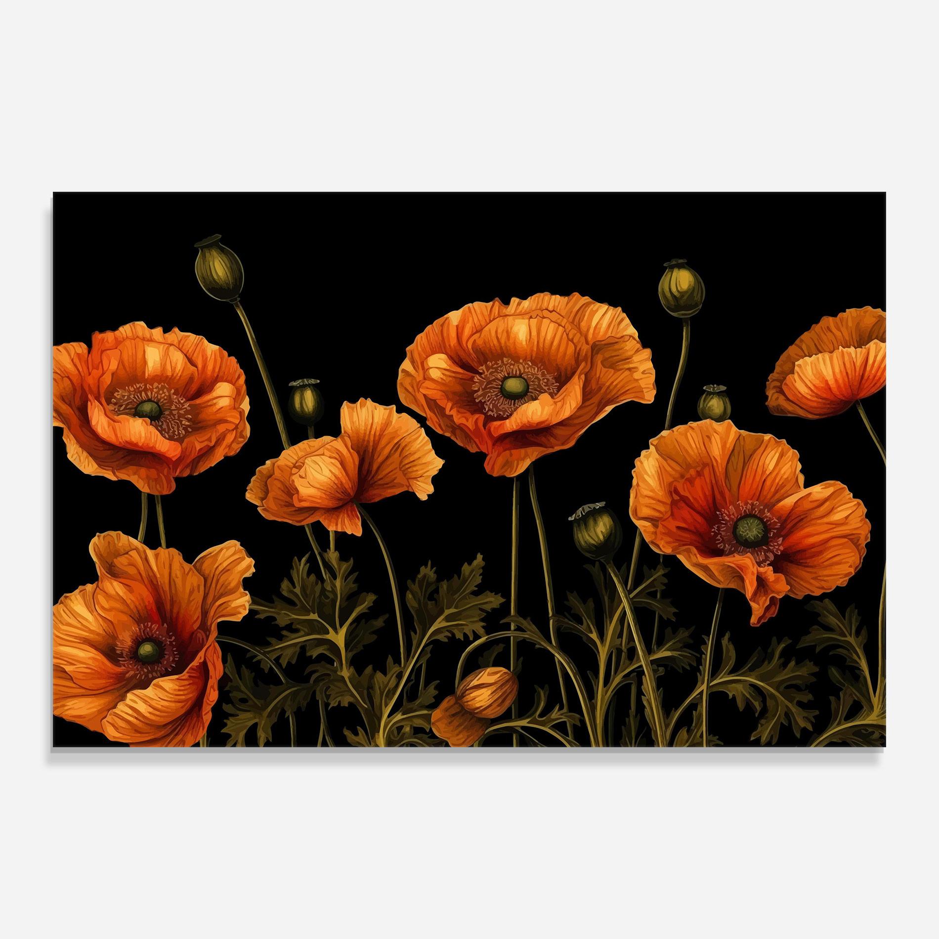 Tablou Sticla Orange Poppies mockup 0