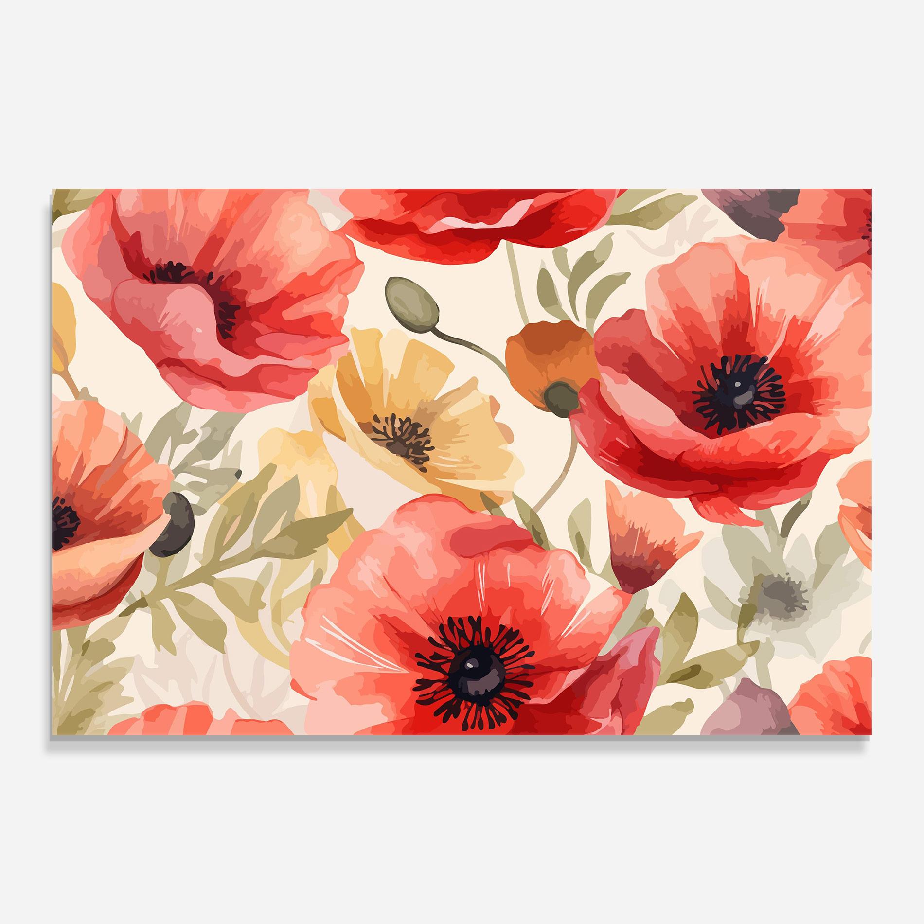 Tablou Sticla Orange Red Poppy mockup 0