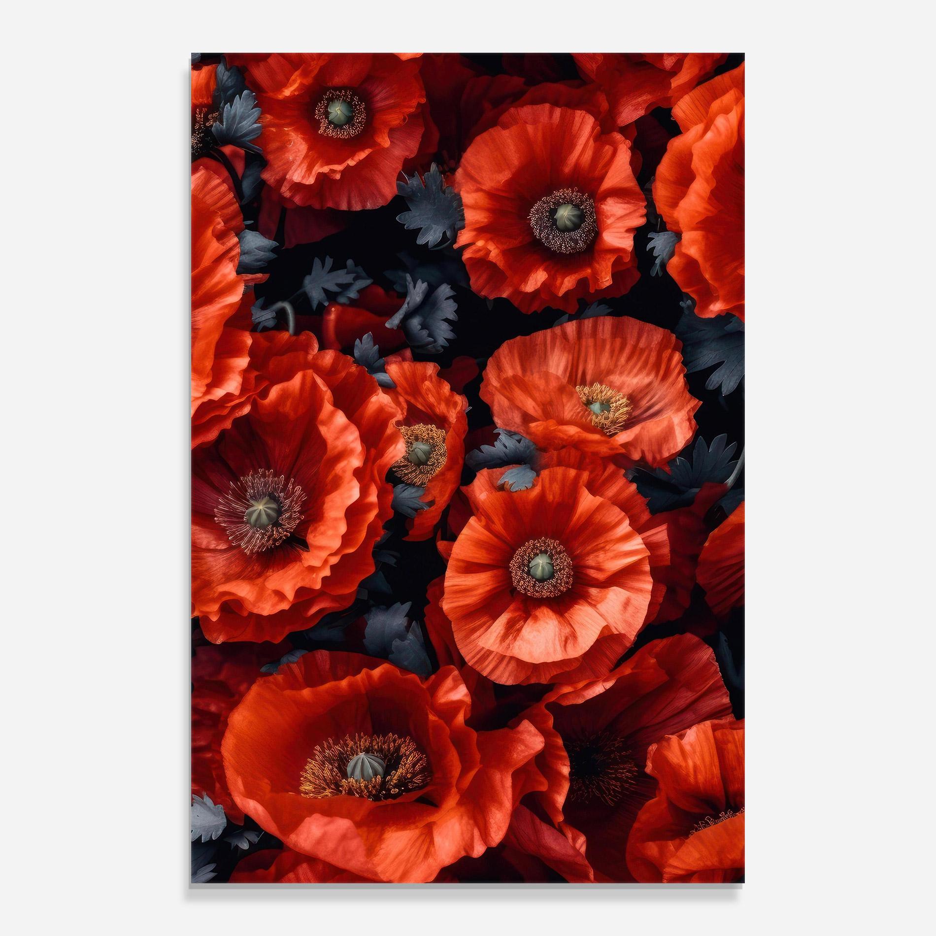 Tablou Sticla Black Red Poppies mockup 0