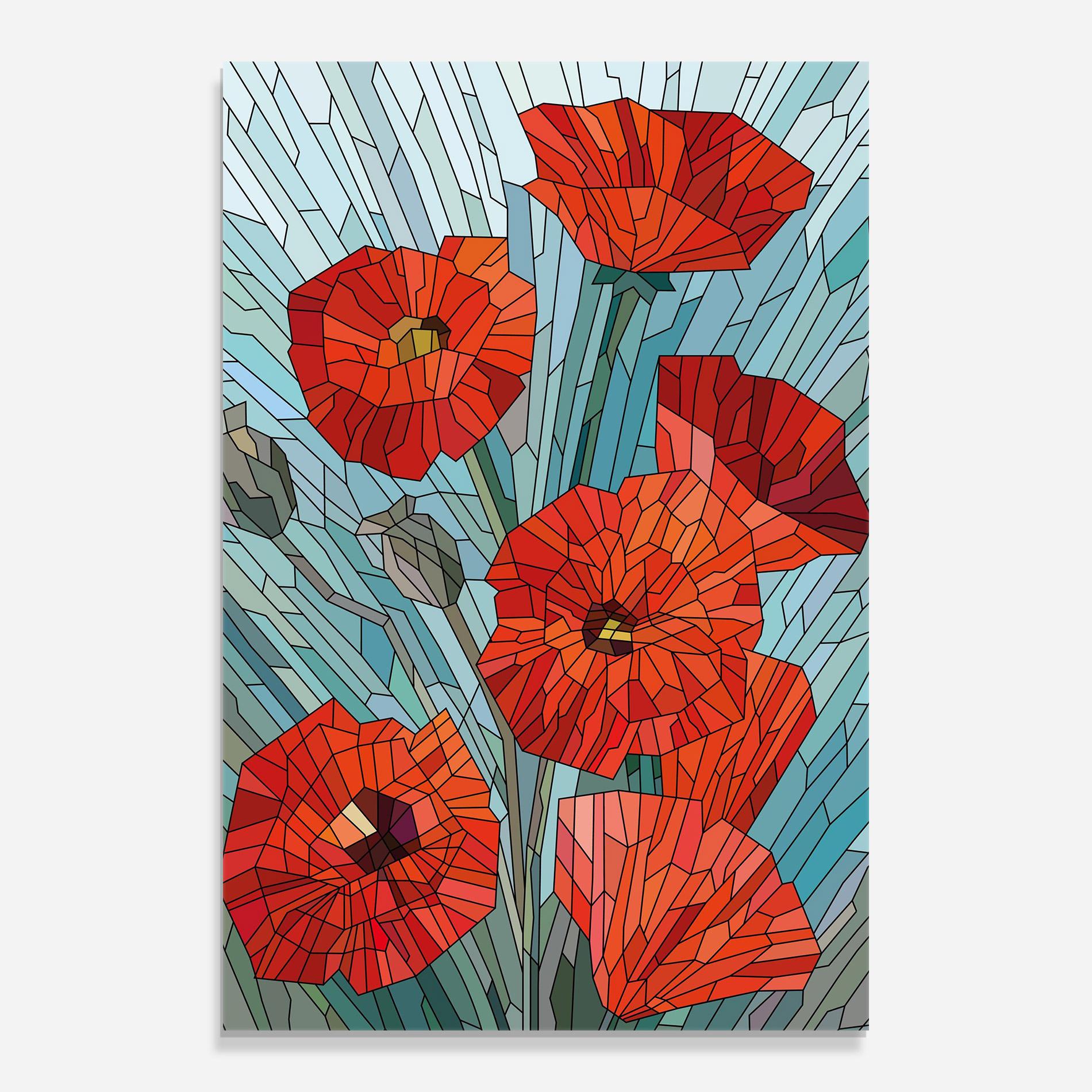 Tablou Sticla Blue Glass Poppy mockup 0