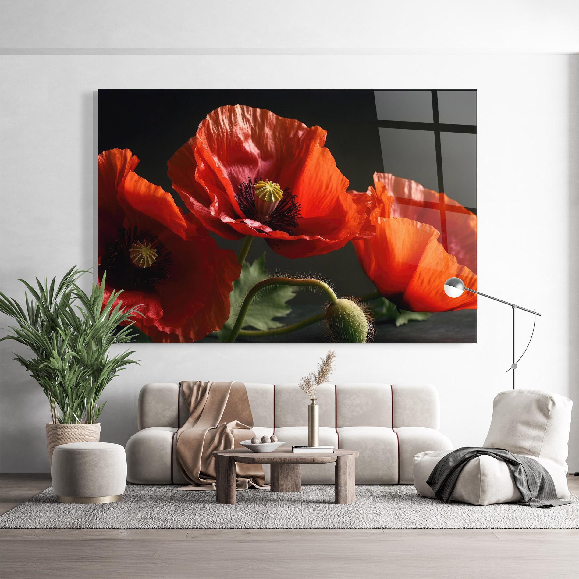 Tablou Sticla 3 Pretty Poppies mockup 9