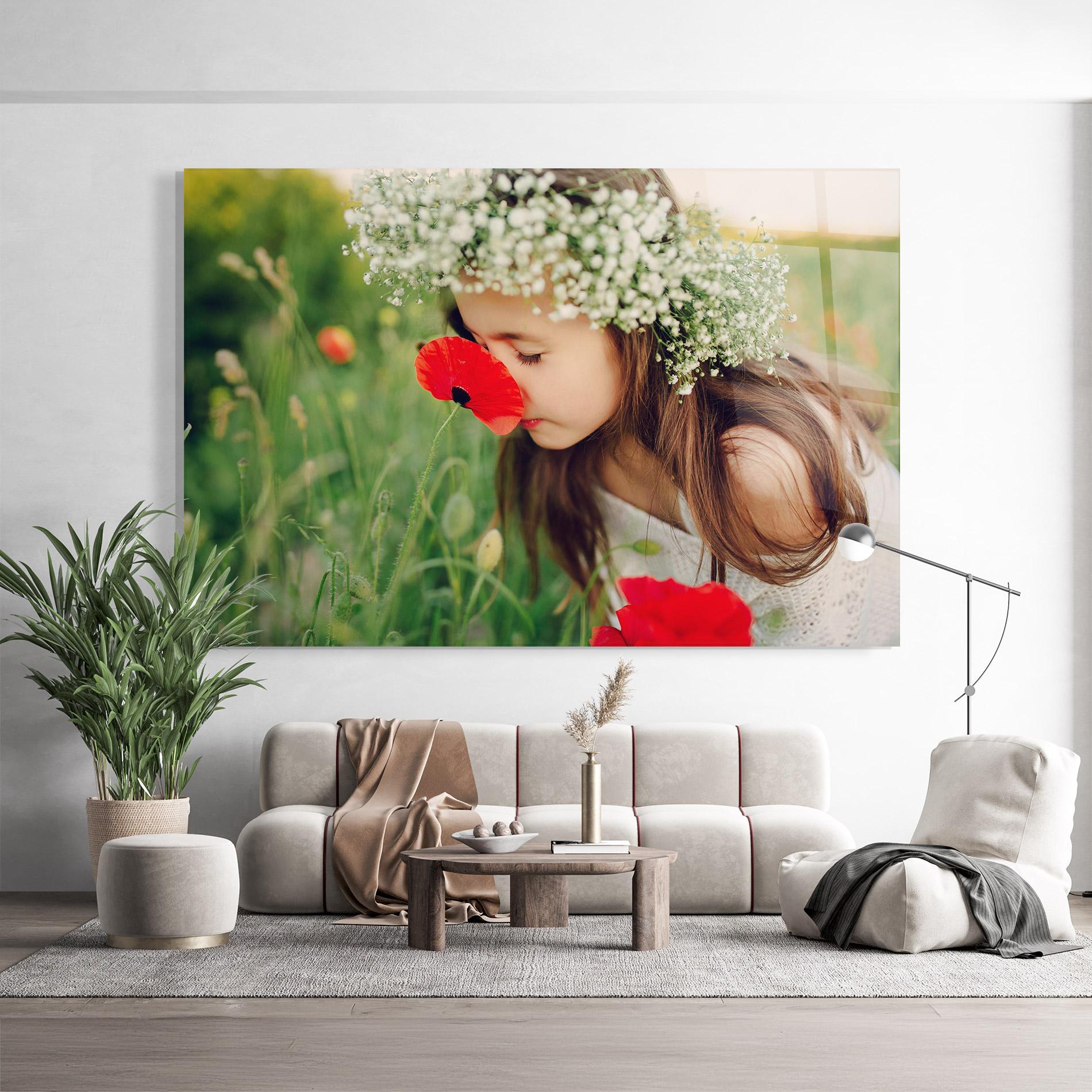 Tablou Sticla Girl With Poppies mockup 9