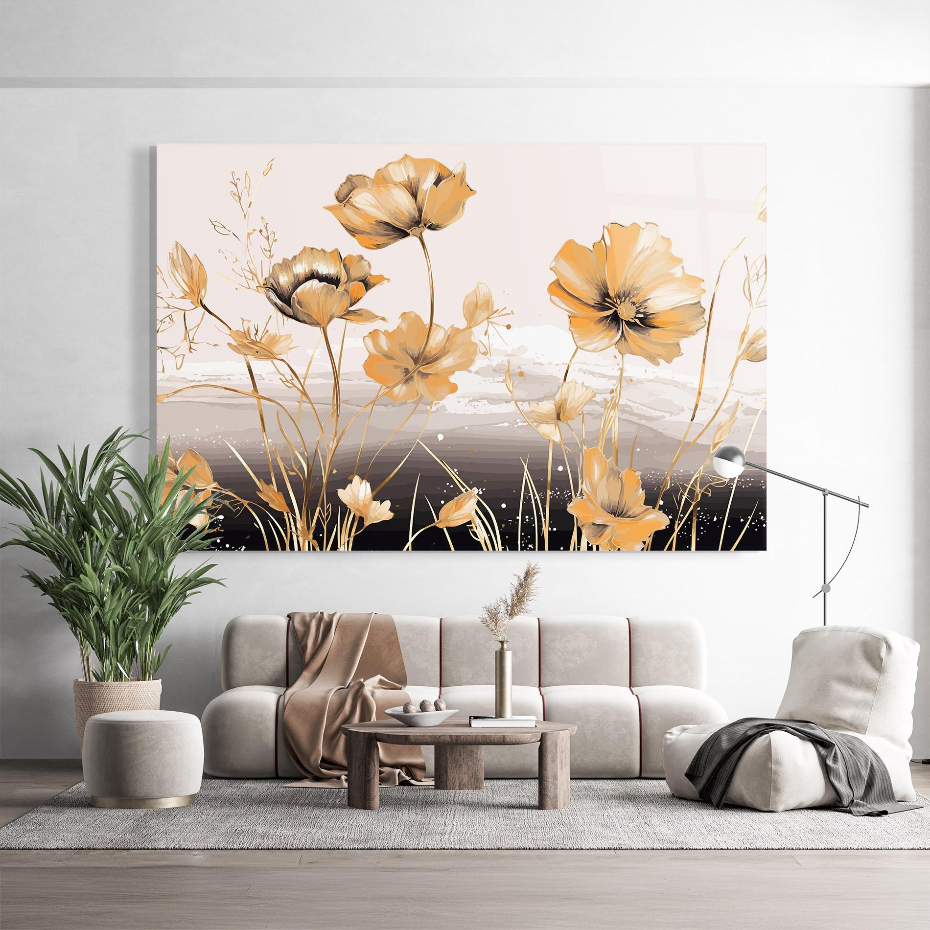 Tablou Sticla Gold Black Poppy mockup 9