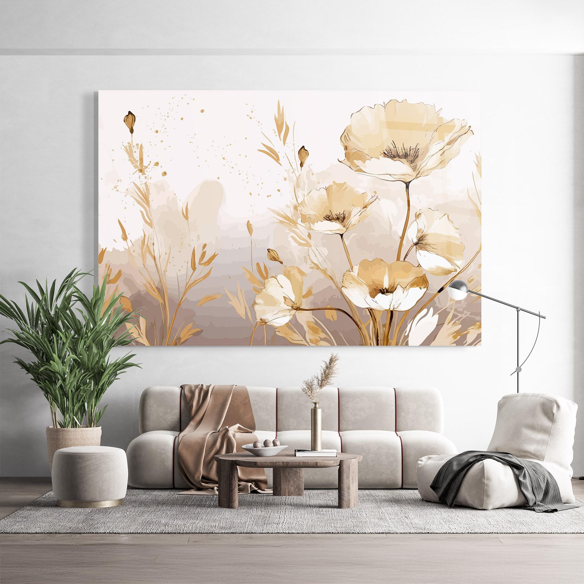 Tablou Sticla Gold Cream Poppy mockup 9