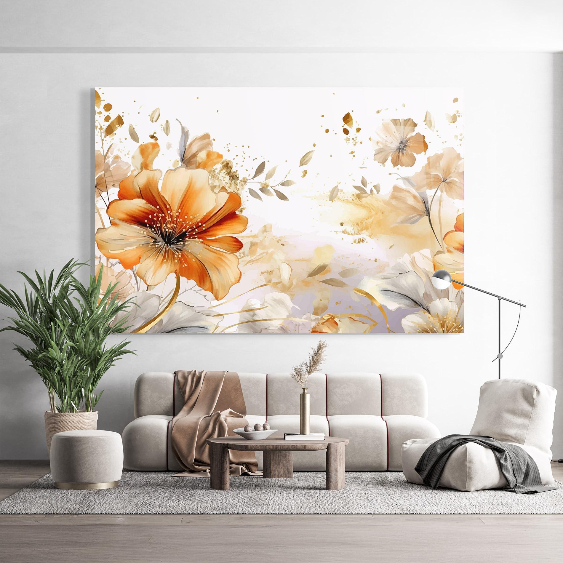Tablou Sticla Gold Orange Poppy mockup 9