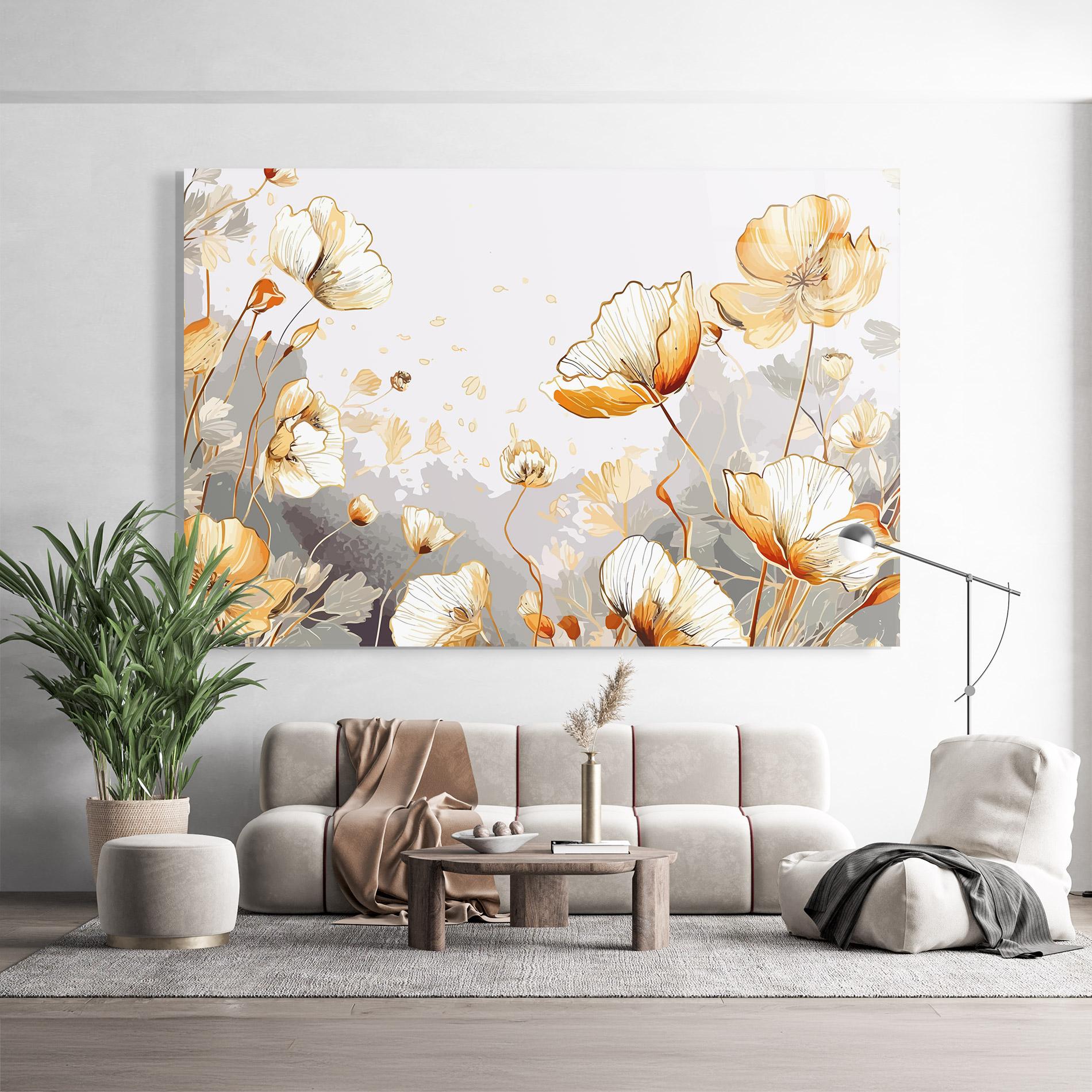 Tablou Sticla Gold Poppies mockup 9