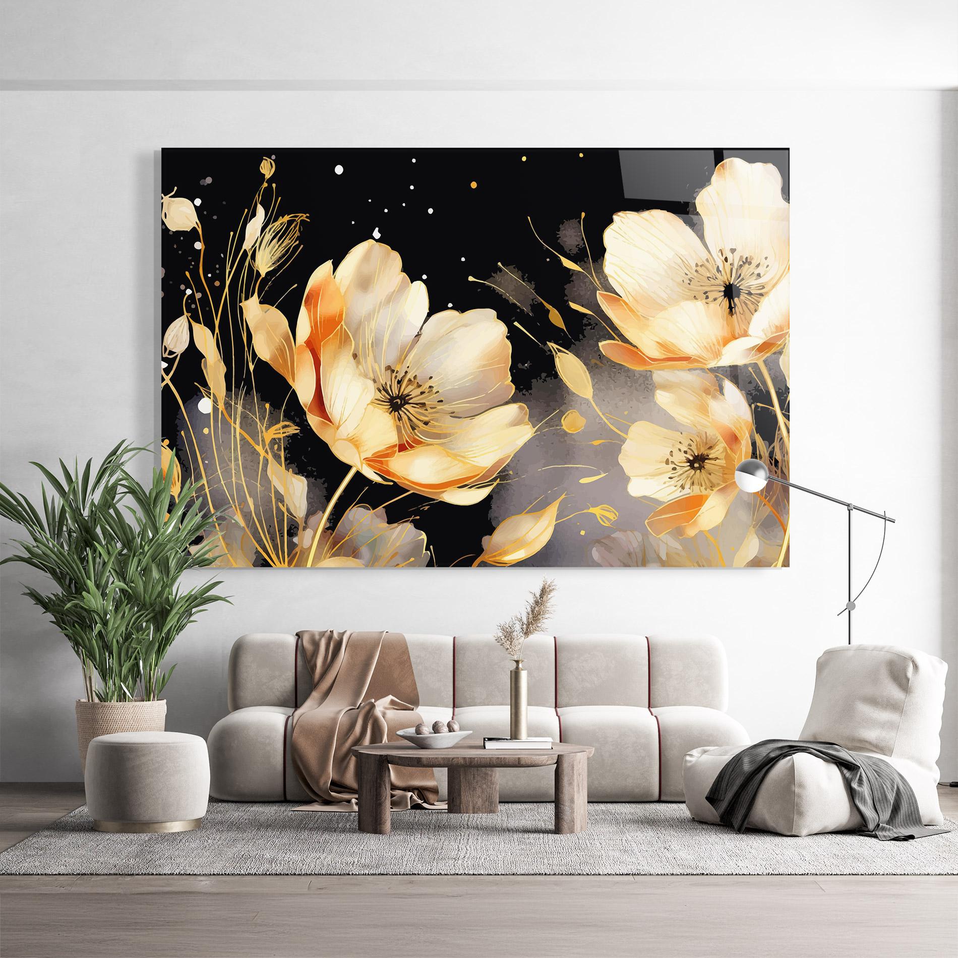 Tablou Sticla Gold Poppy Black mockup 9