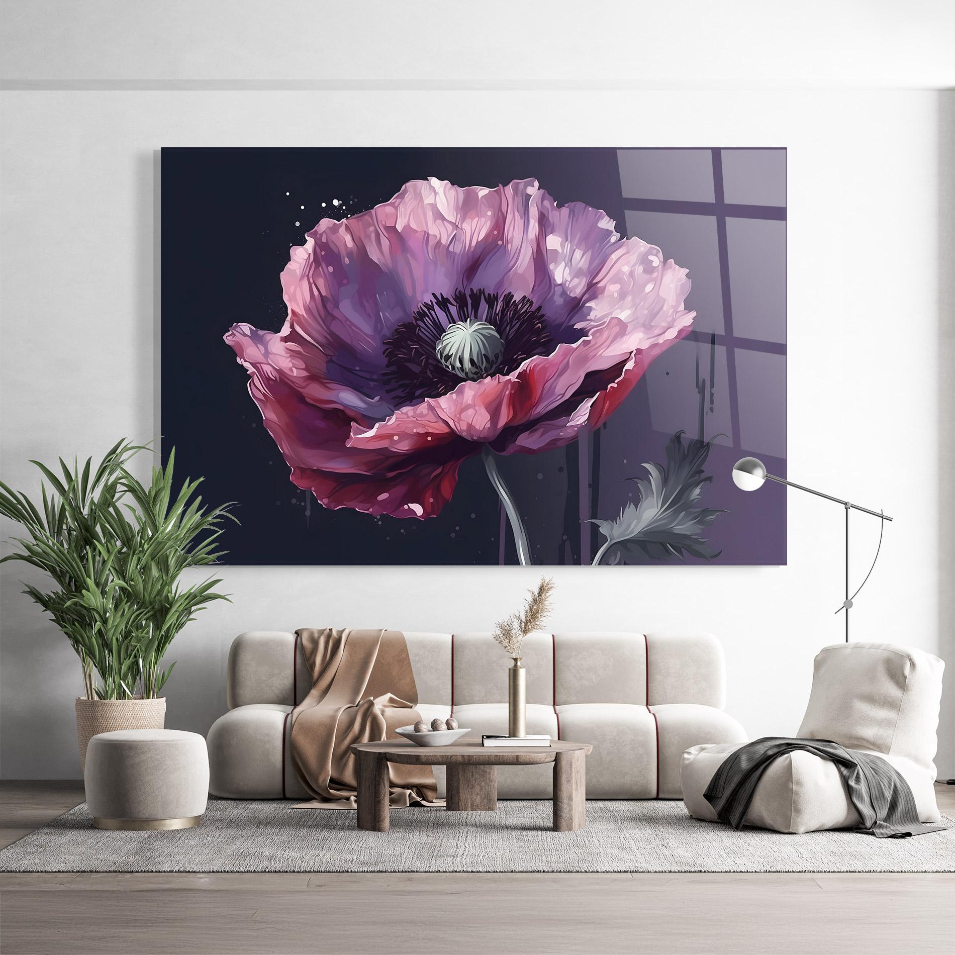 Tablou Sticla Light Purple Poppy mockup 9
