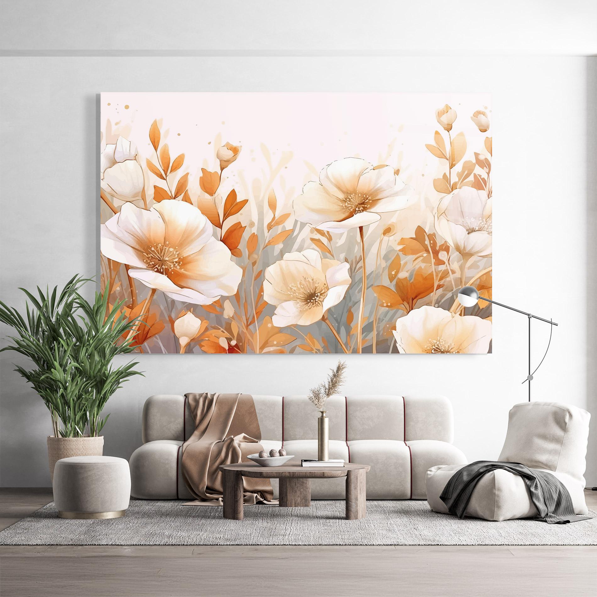 Tablou Sticla Orange Cream Poppy mockup 9