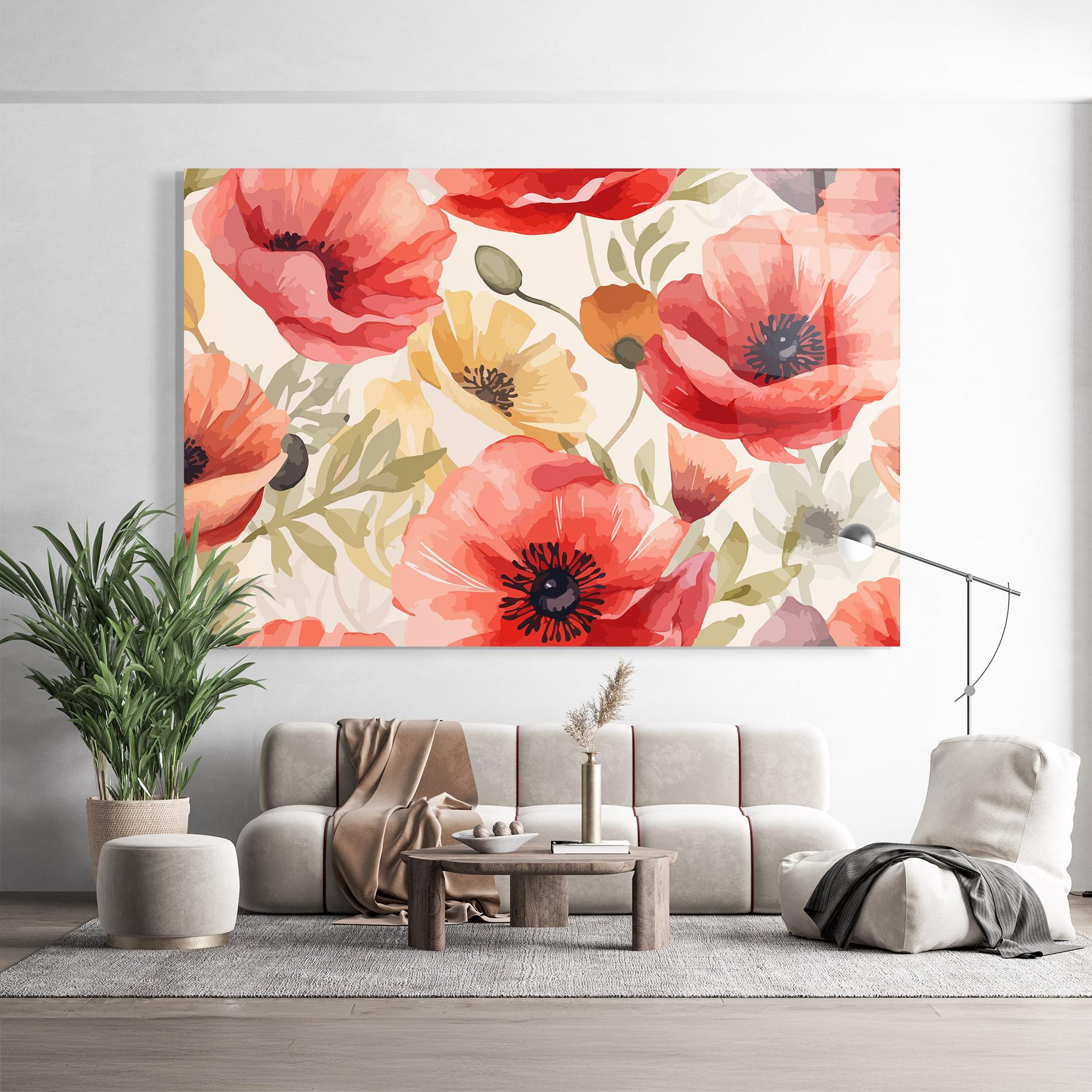 Tablou Sticla Orange Red Poppy mockup 9