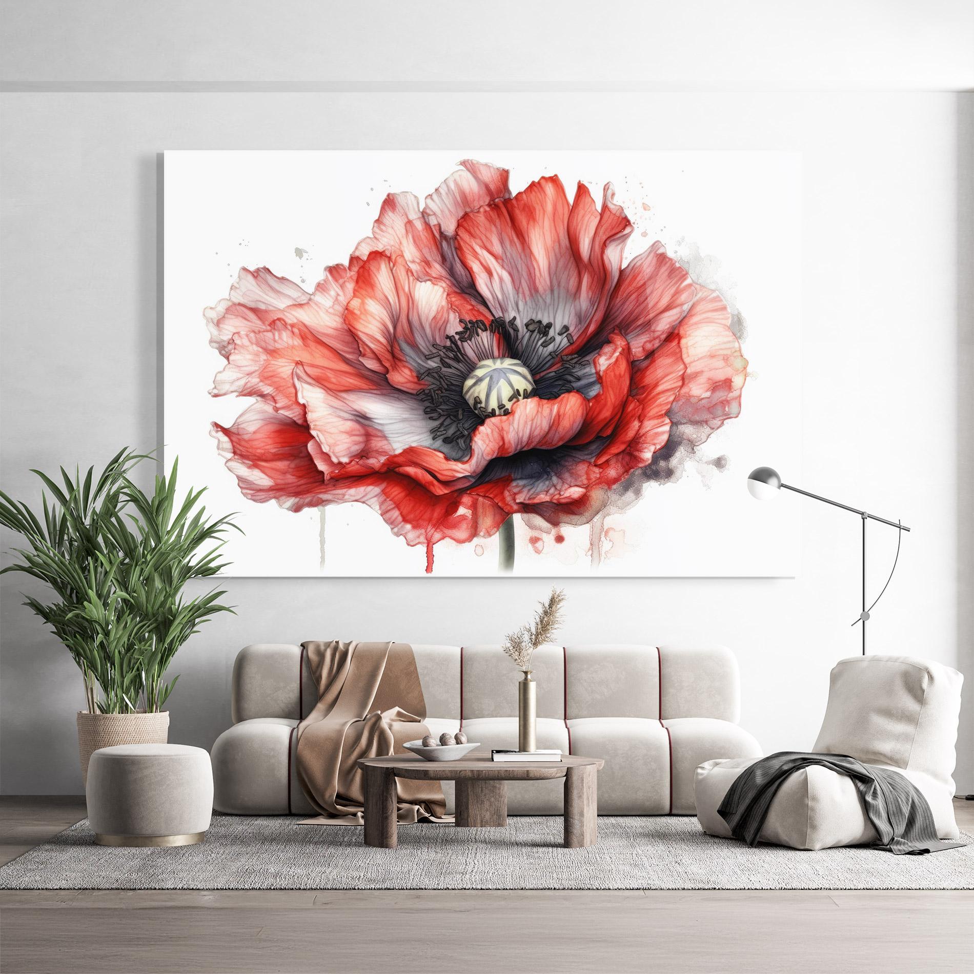 Tablou Sticla Painted Red Poppy mockup 9