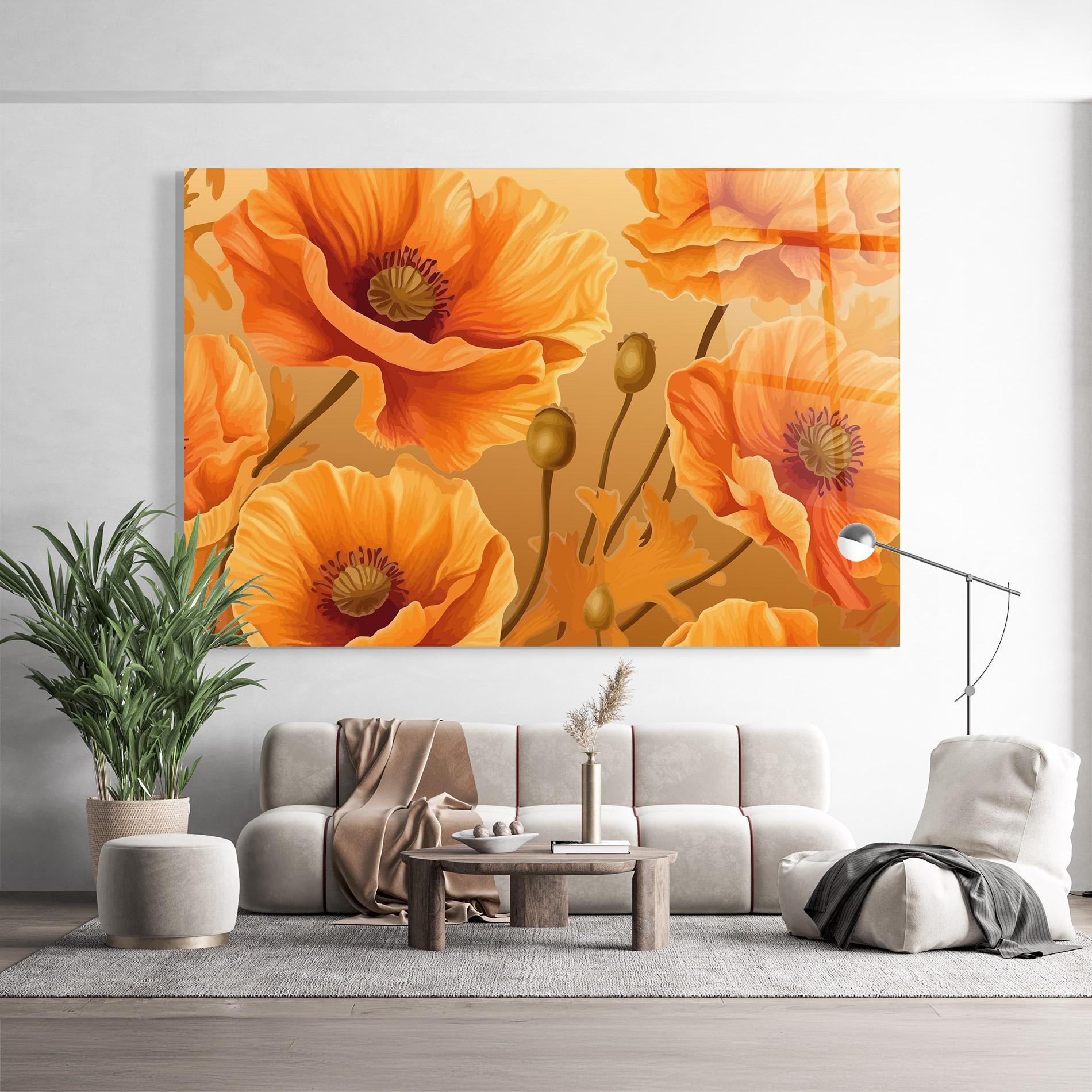 Tablou Sticla Pastel Orange Poppy mockup 9