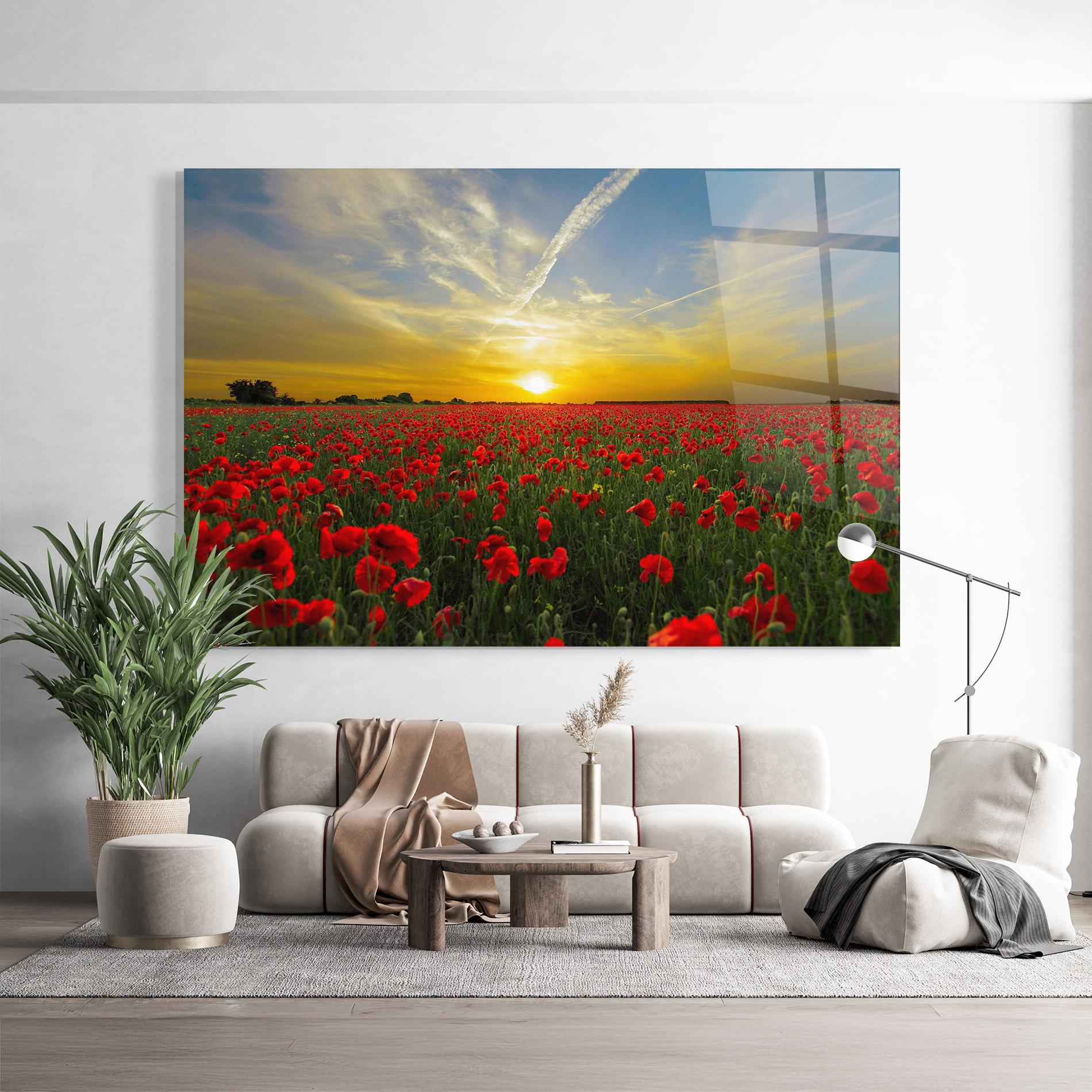 Tablou Sticla Poppies Sunset mockup 9