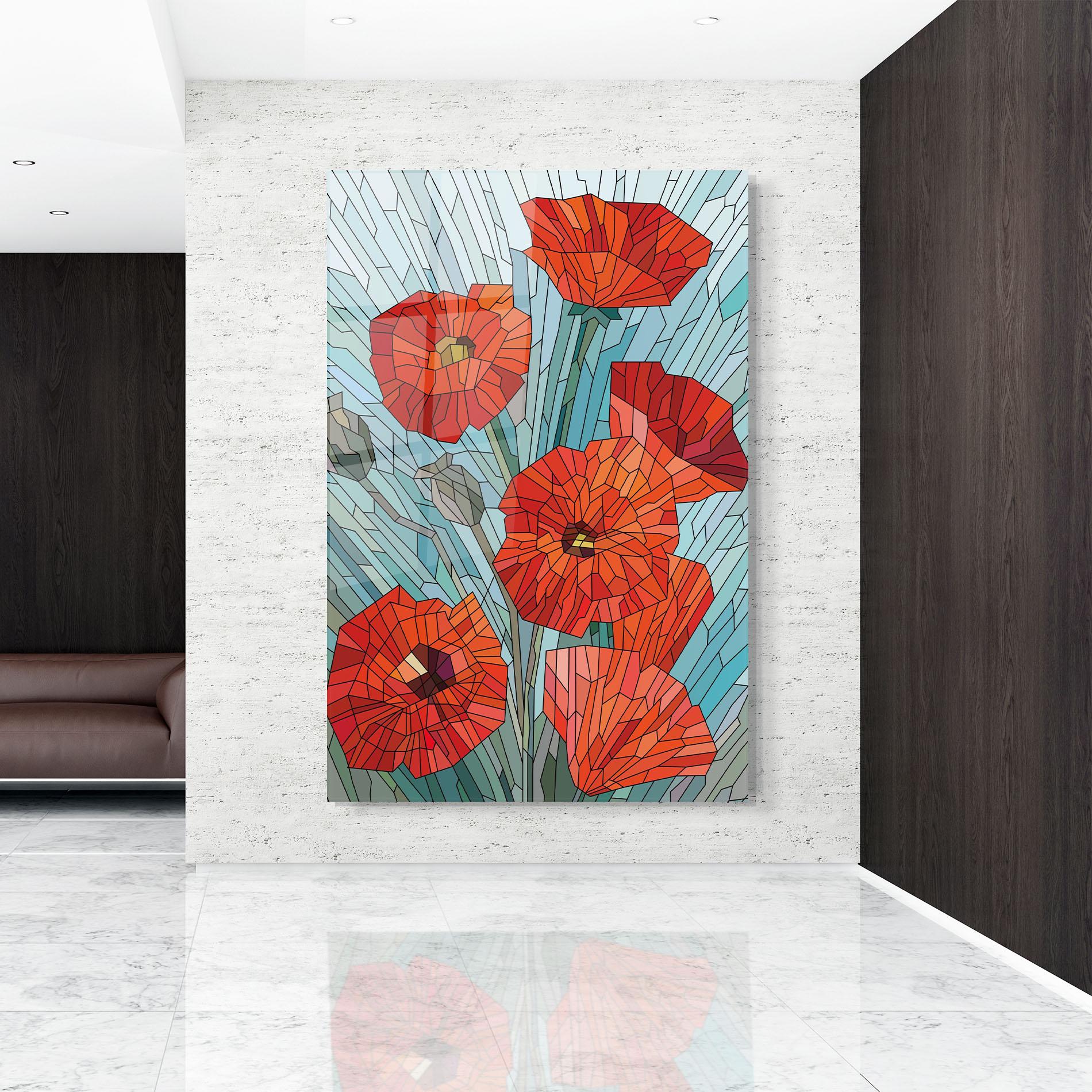 Tablou Sticla Blue Glass Poppy mockup 9