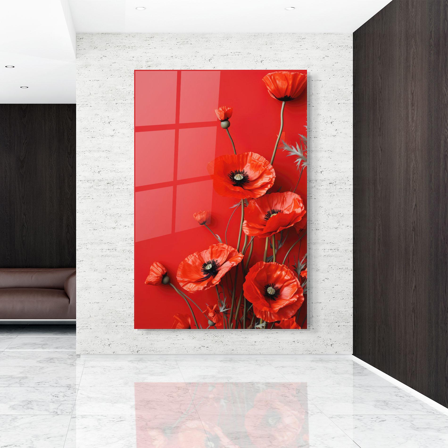 Tablou Sticla Poppies On The Table mockup 9