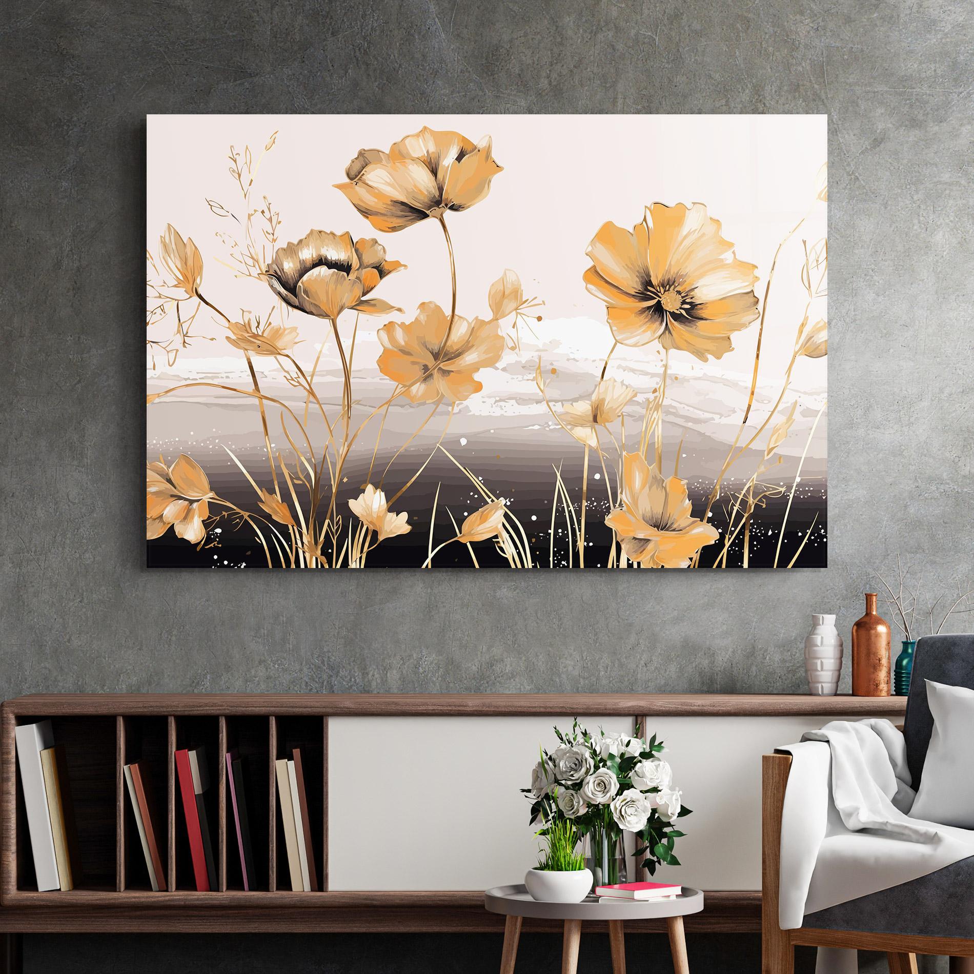 Tablou Sticla Gold Black Poppy mockup 2