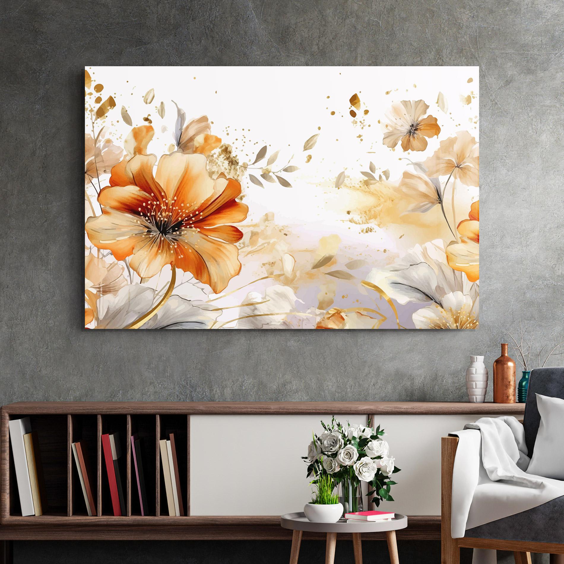 Tablou Sticla Gold Orange Poppy mockup 2