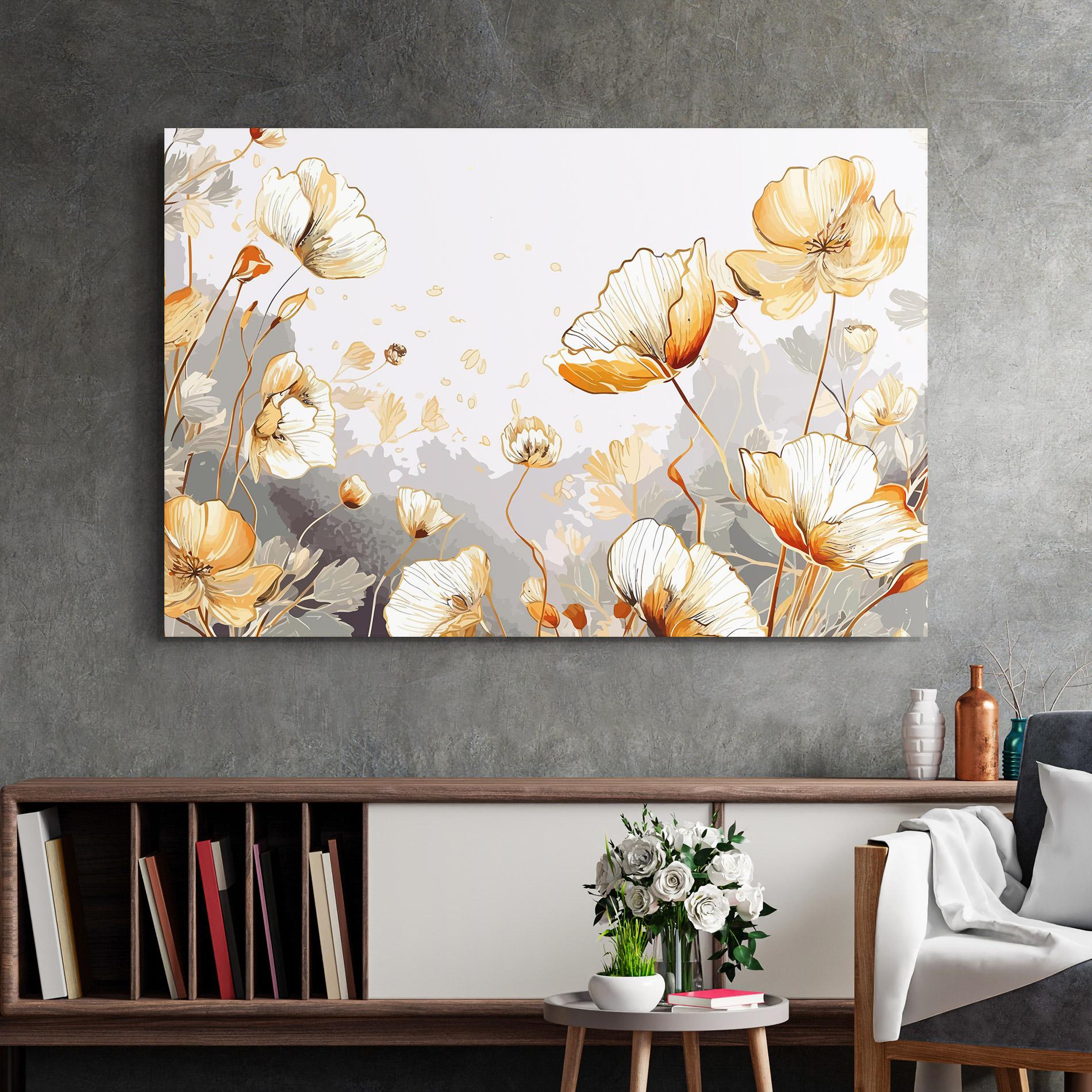 Tablou Sticla Gold Poppies mockup 2