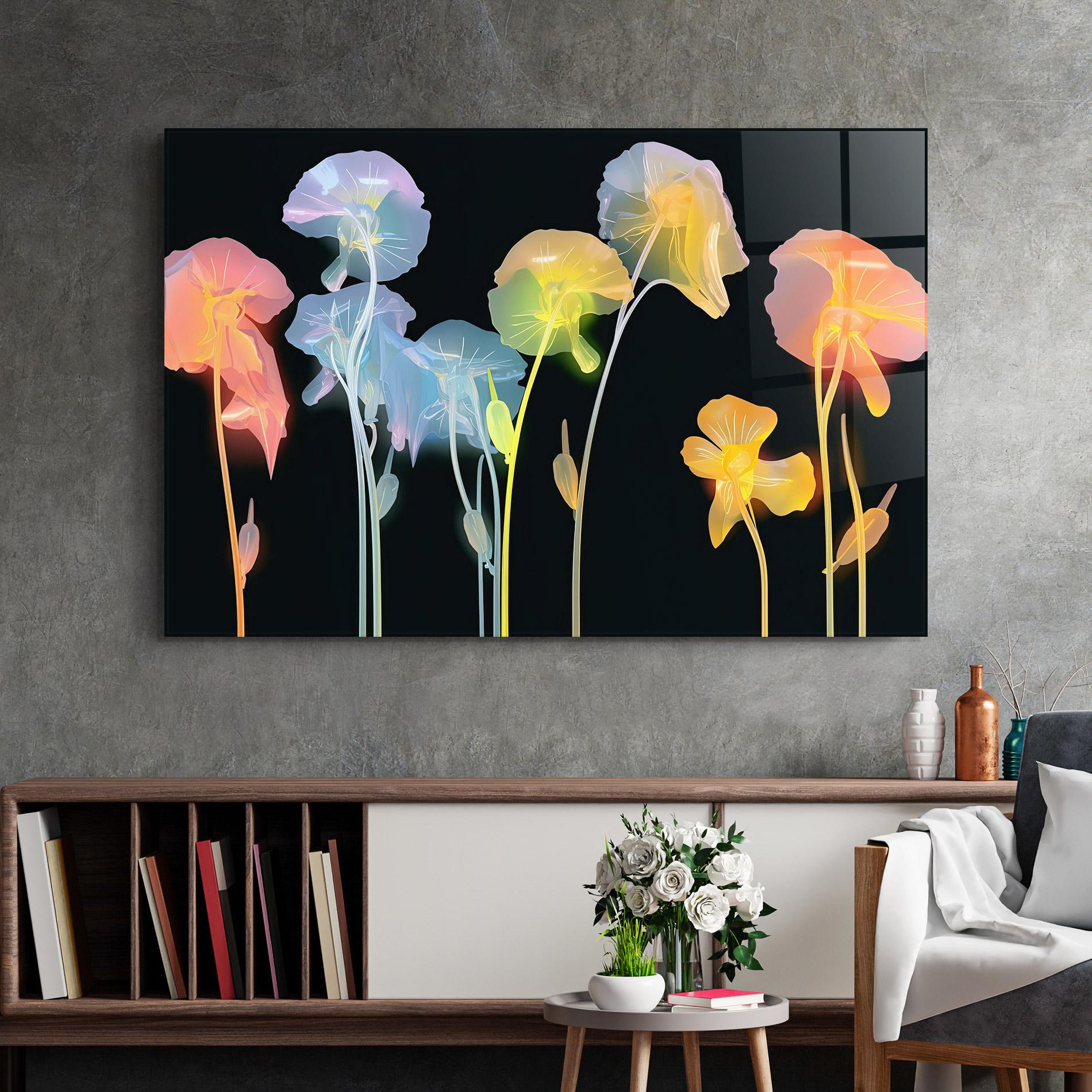 Tablou Sticla Neon Poppy mockup 2