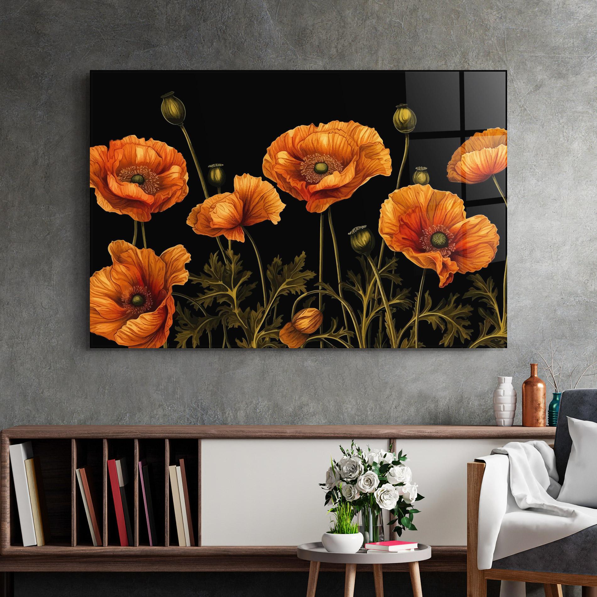 Tablou Sticla Orange Poppies mockup 2