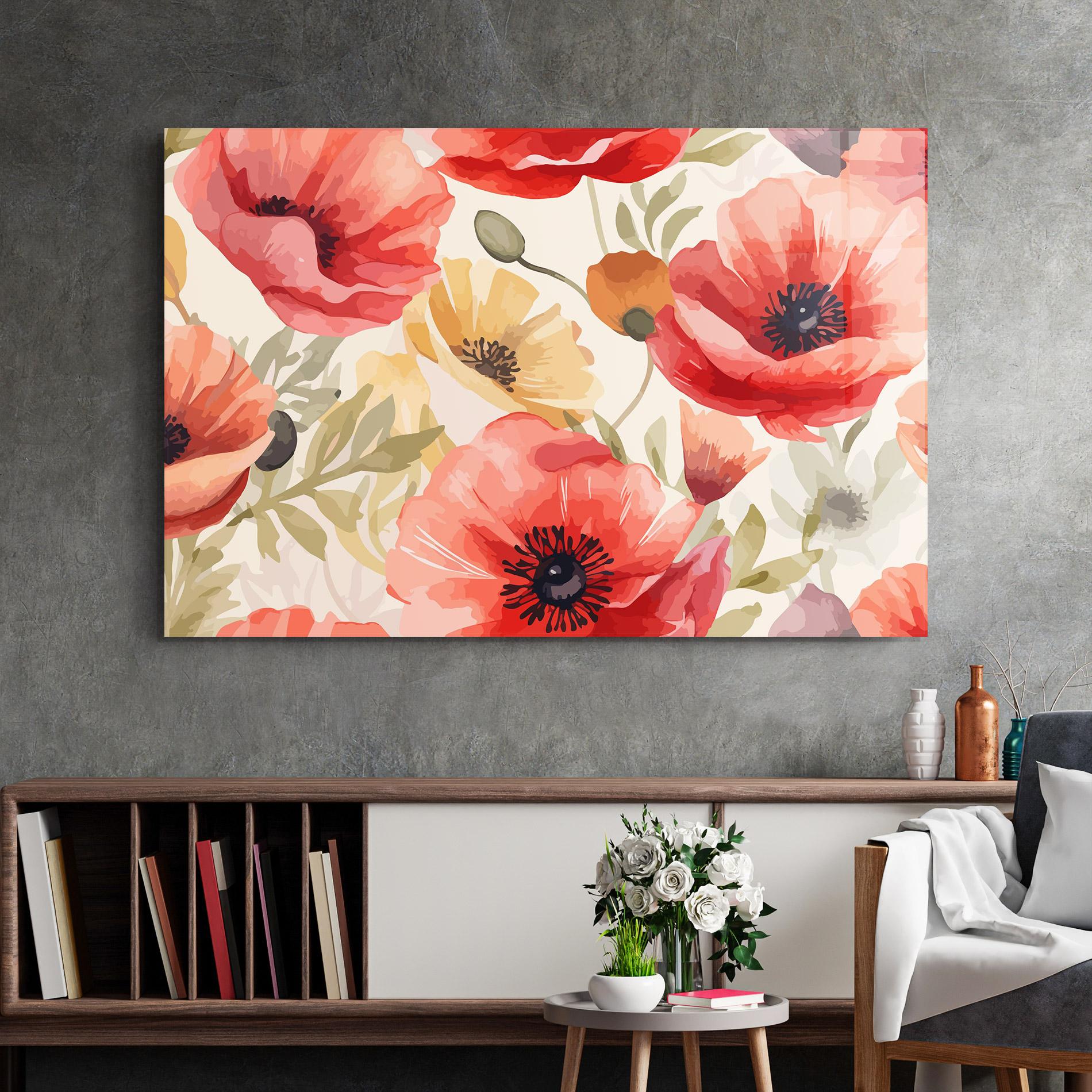 Tablou Sticla Orange Red Poppy mockup 2