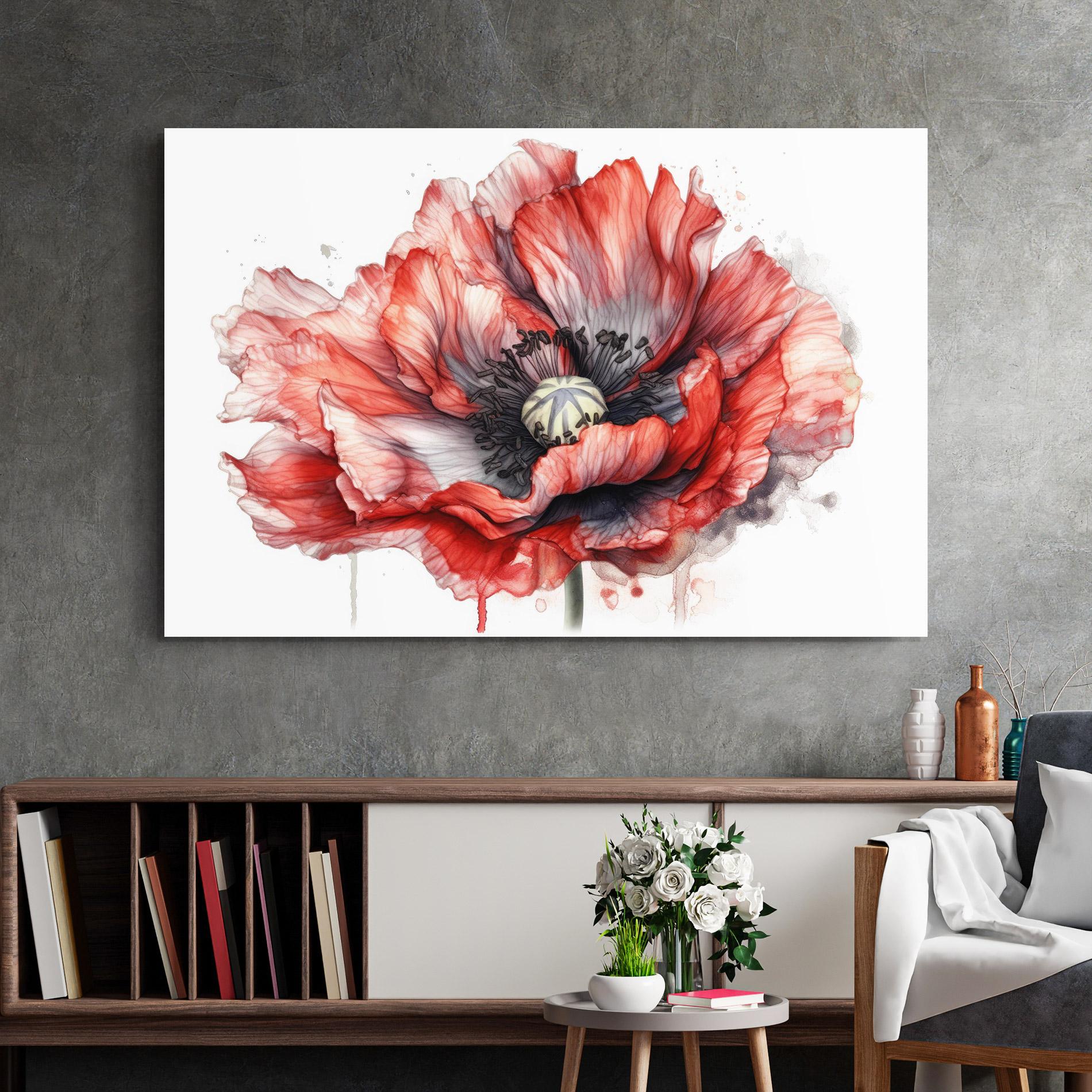 Tablou Sticla Painted Red Poppy mockup 2