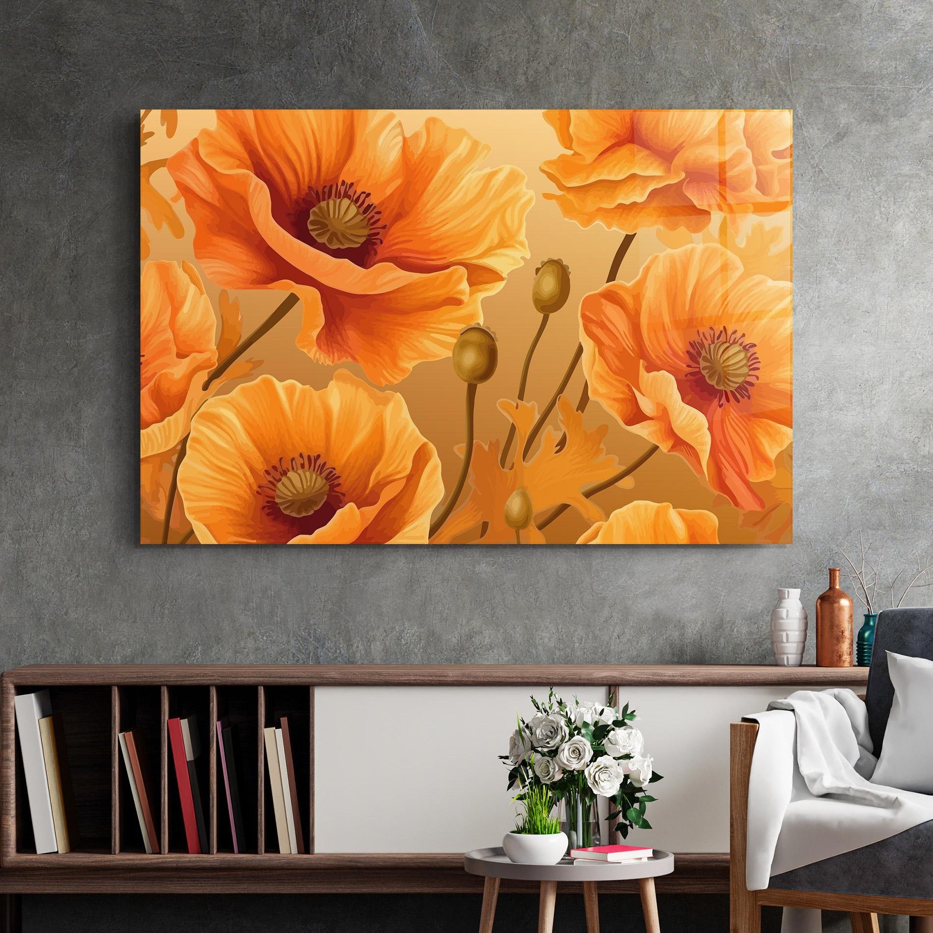 Tablou Sticla Pastel Orange Poppy mockup 2