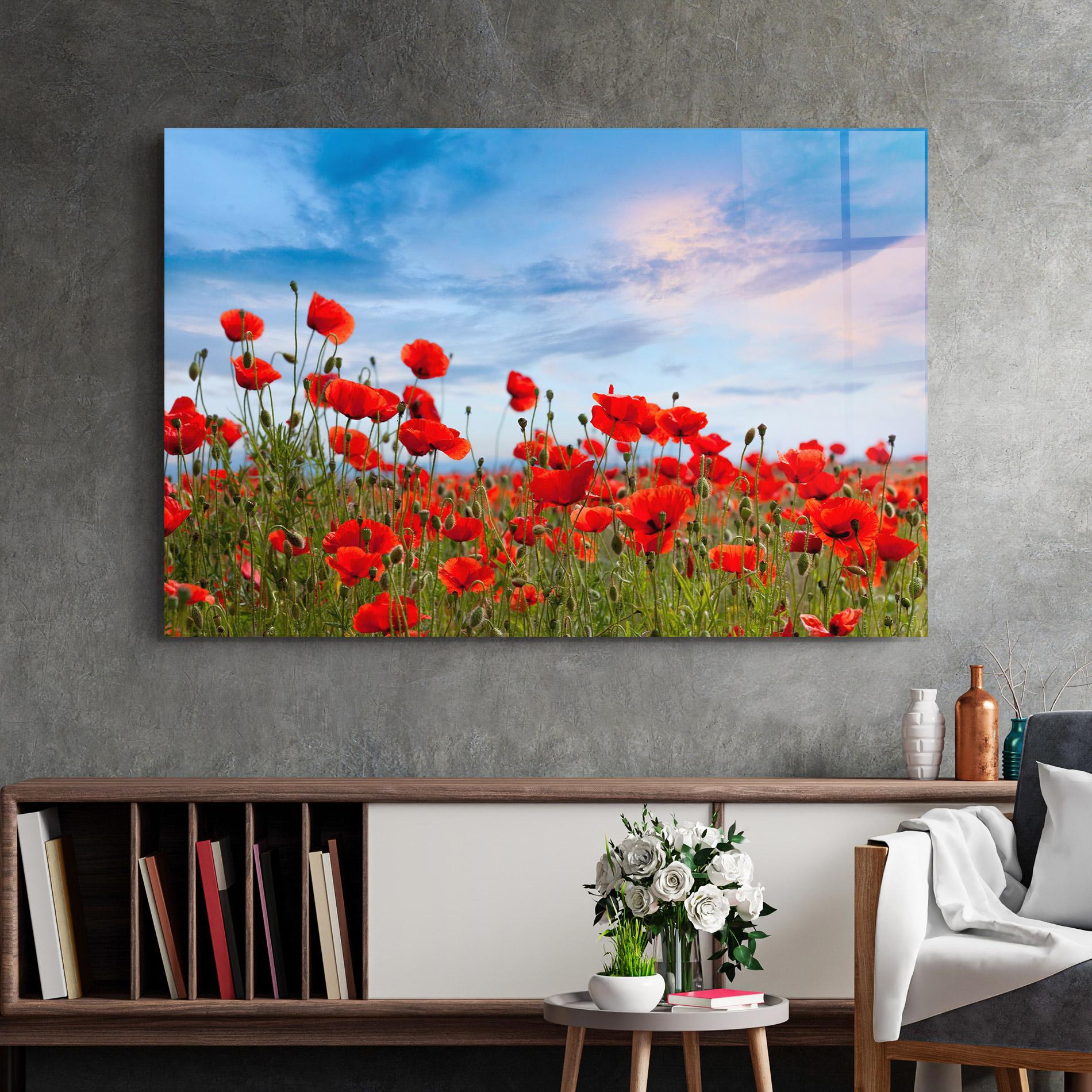 Tablou Sticla Poppy Field mockup 2