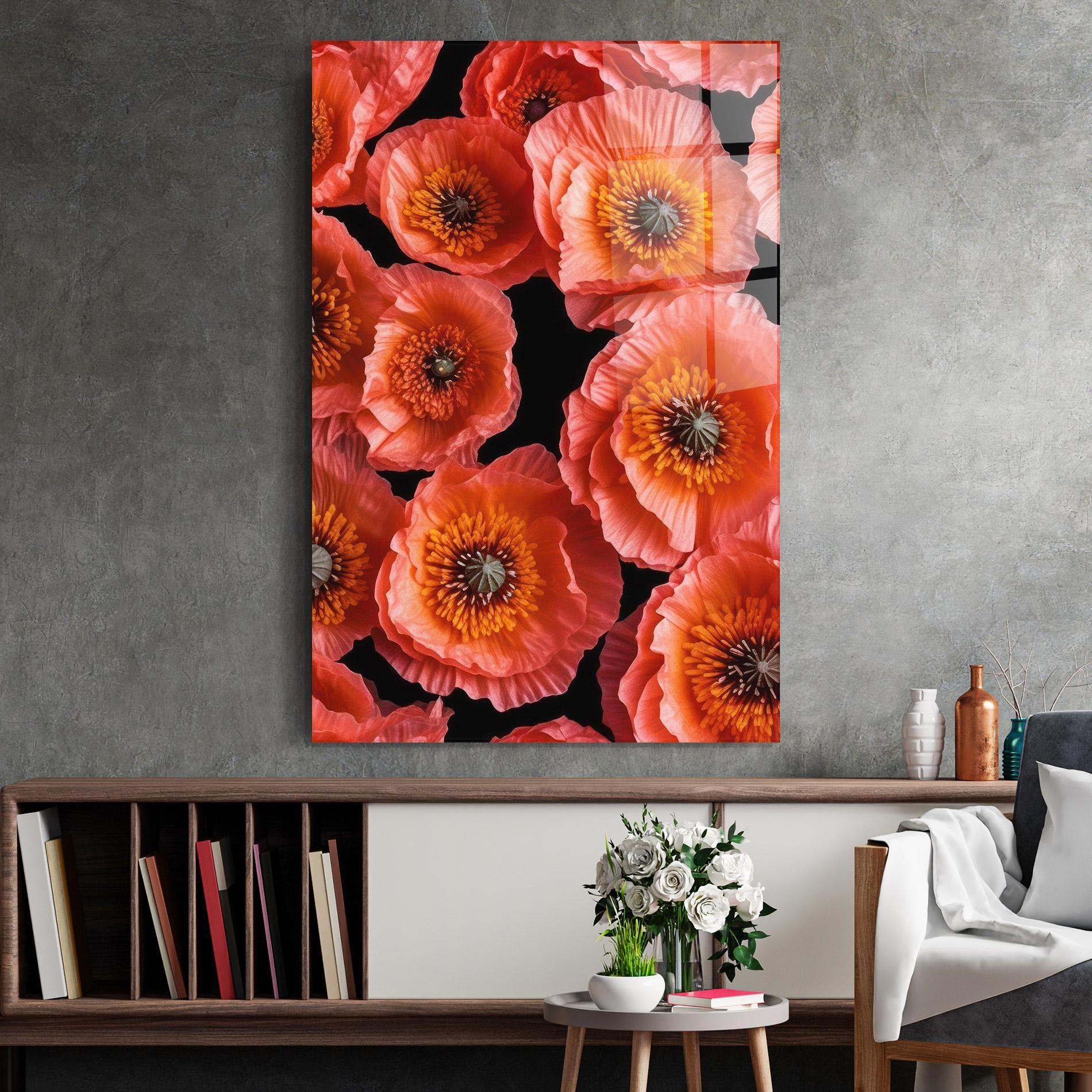 Tablou Sticla Light Red Poppies mockup 2