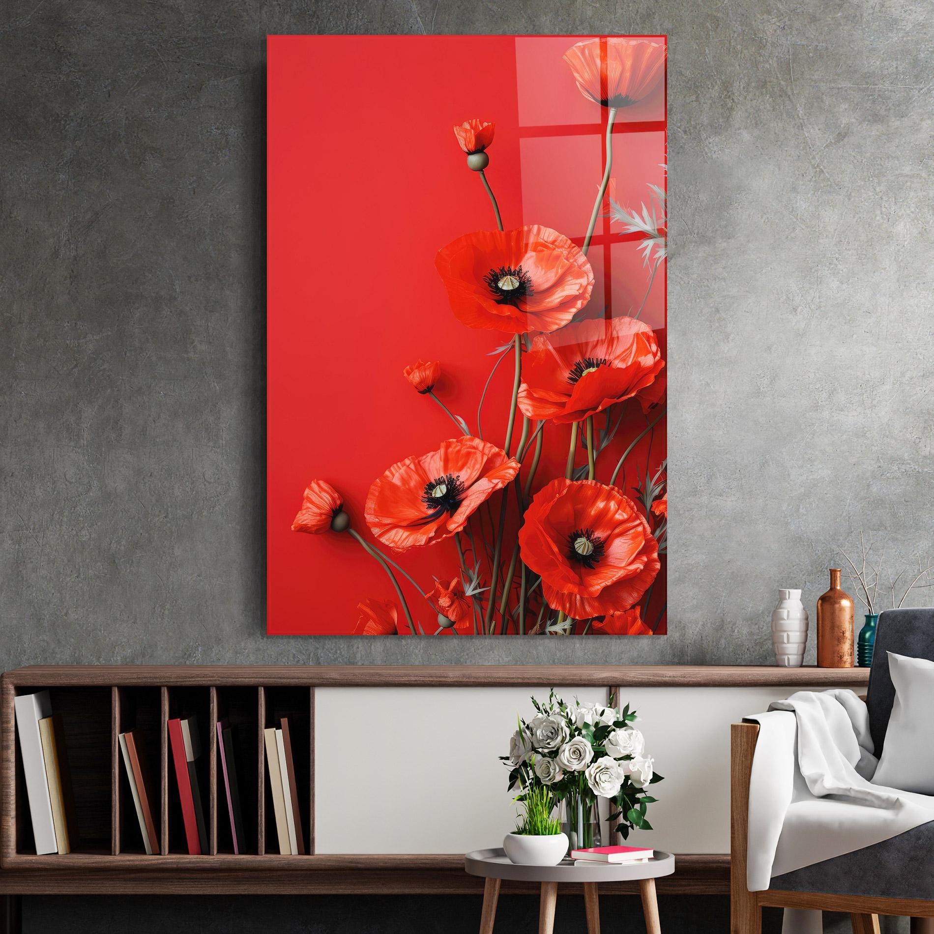 Tablou Sticla Poppies On The Table mockup 2