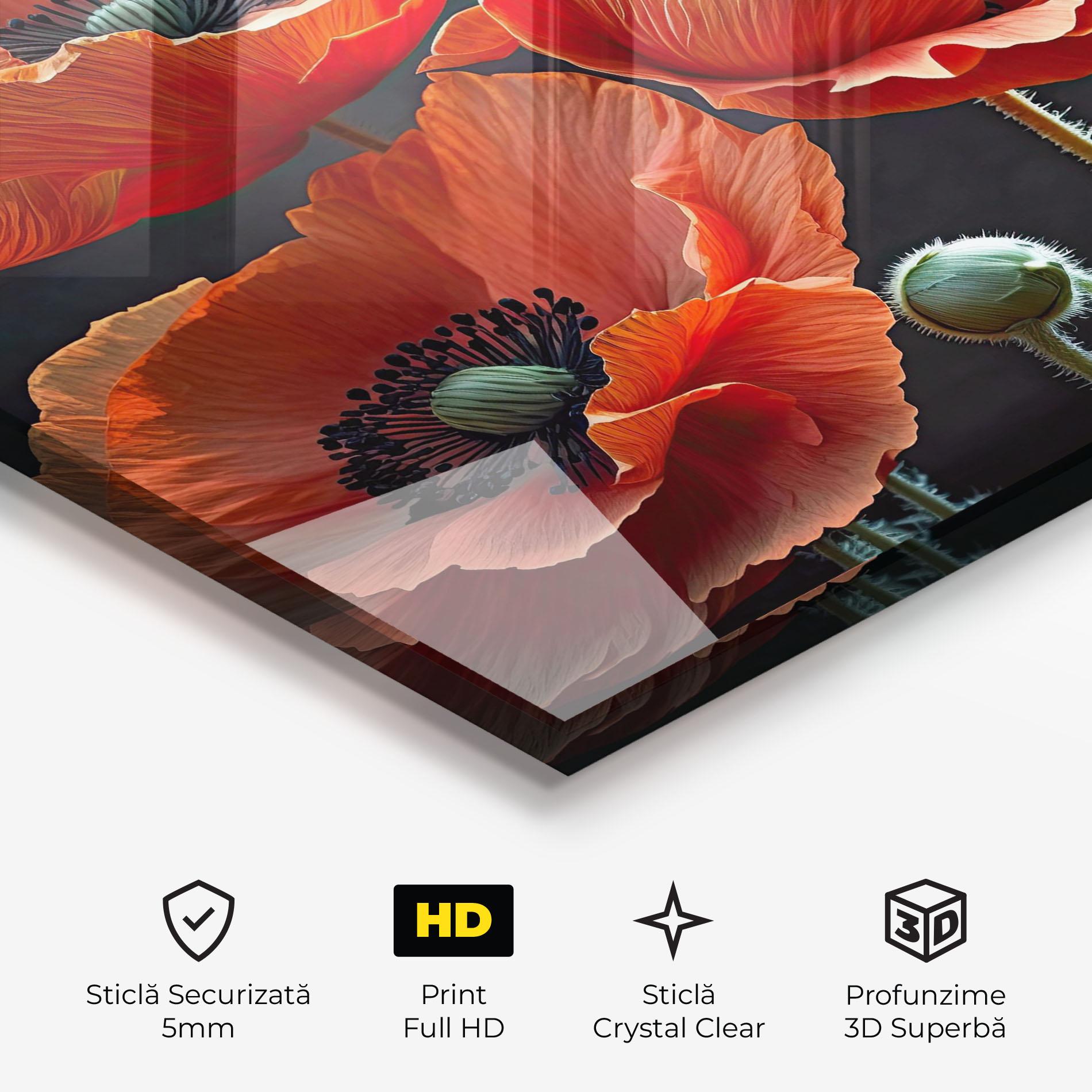 Tablou Sticla 3 Poppies mockup 3