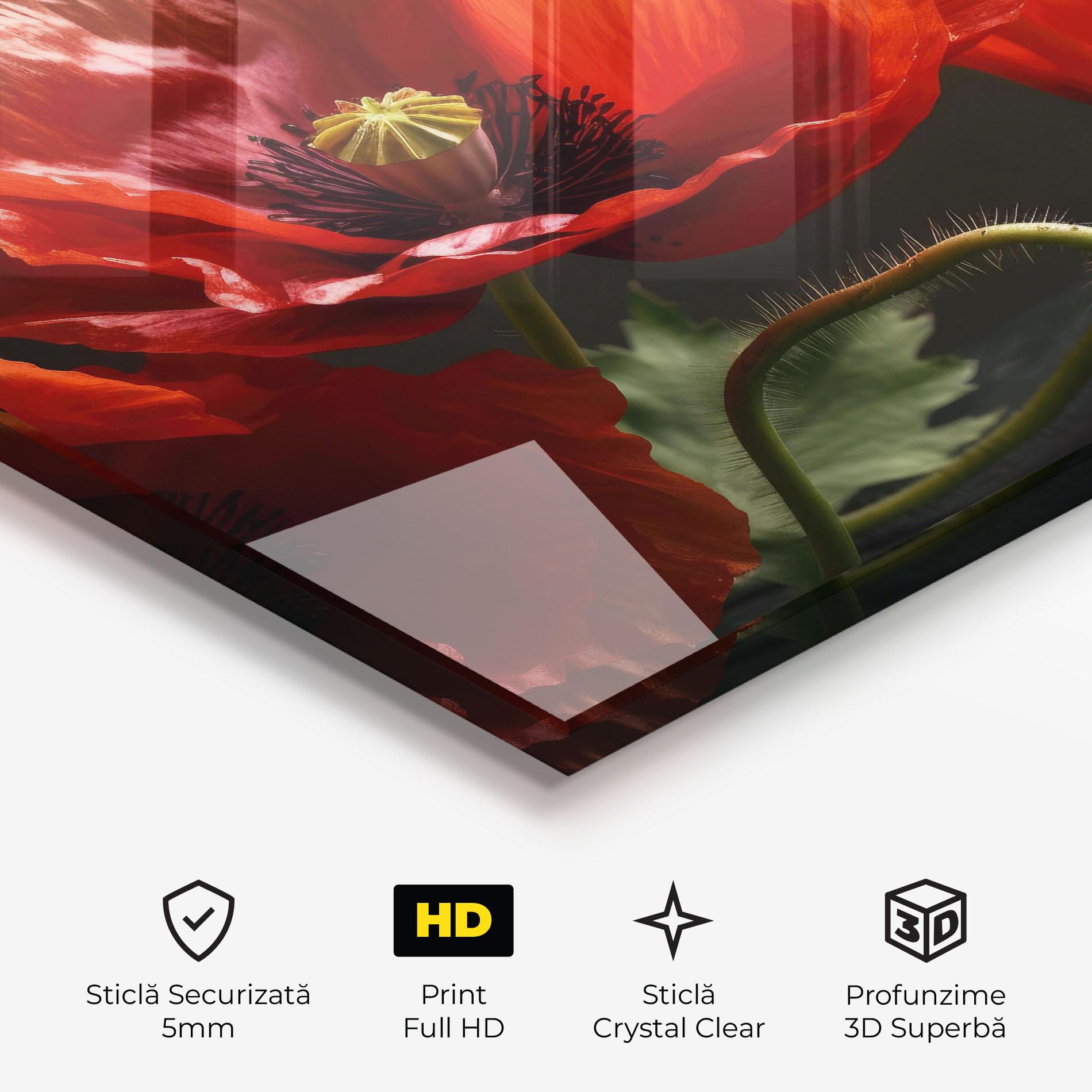 Tablou Sticla 3 Pretty Poppies mockup 3