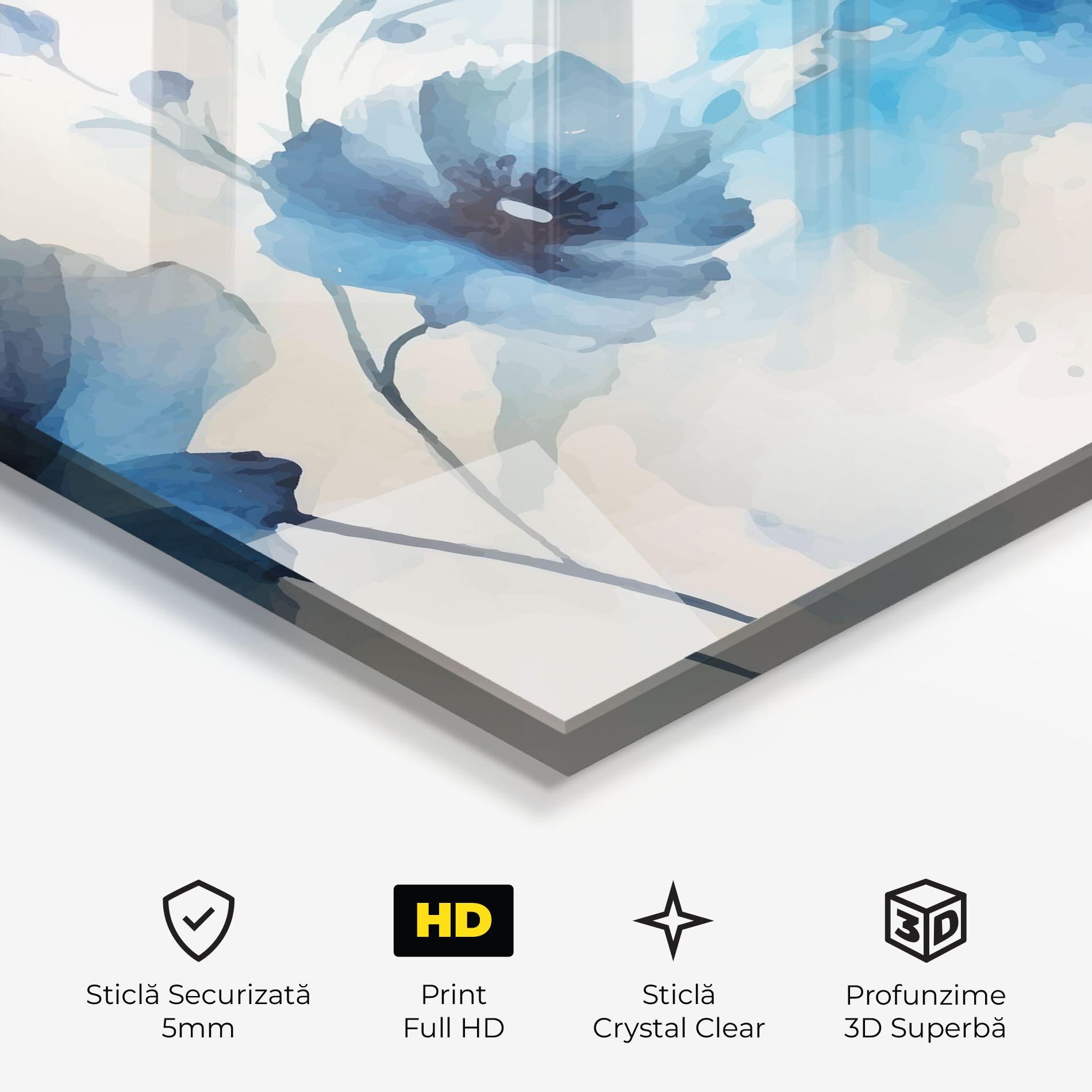 Tablou Sticla Blue Poppies mockup 3