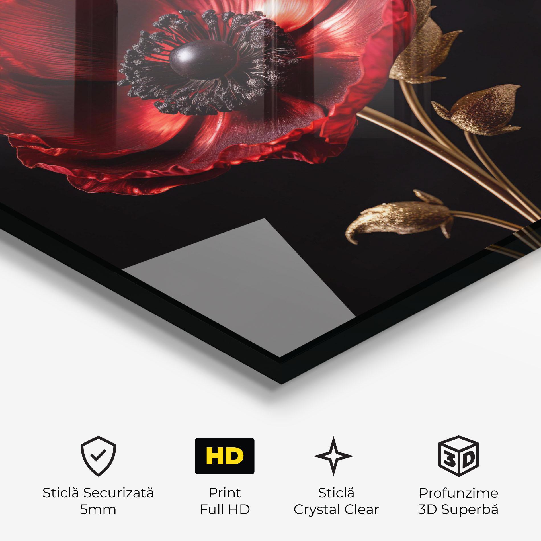 Tablou Sticla Dark Red Poppy mockup 3