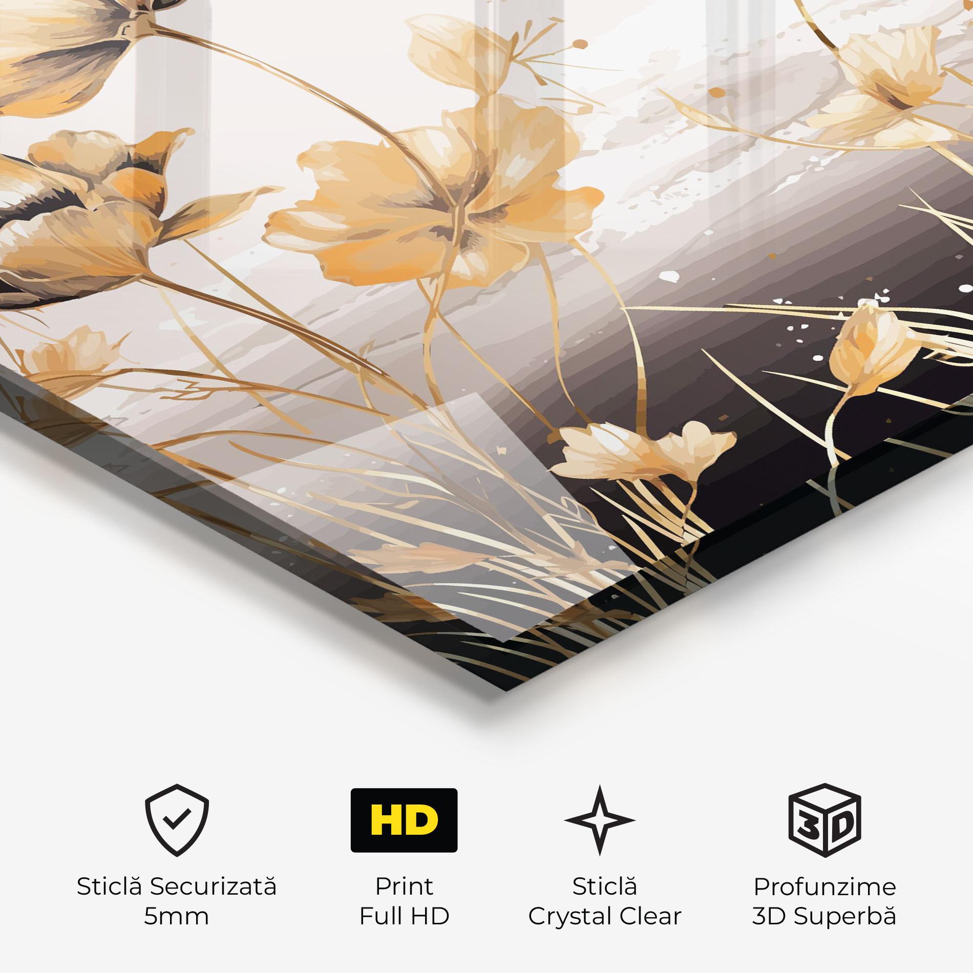 Tablou Sticla Gold Black Poppy mockup 3