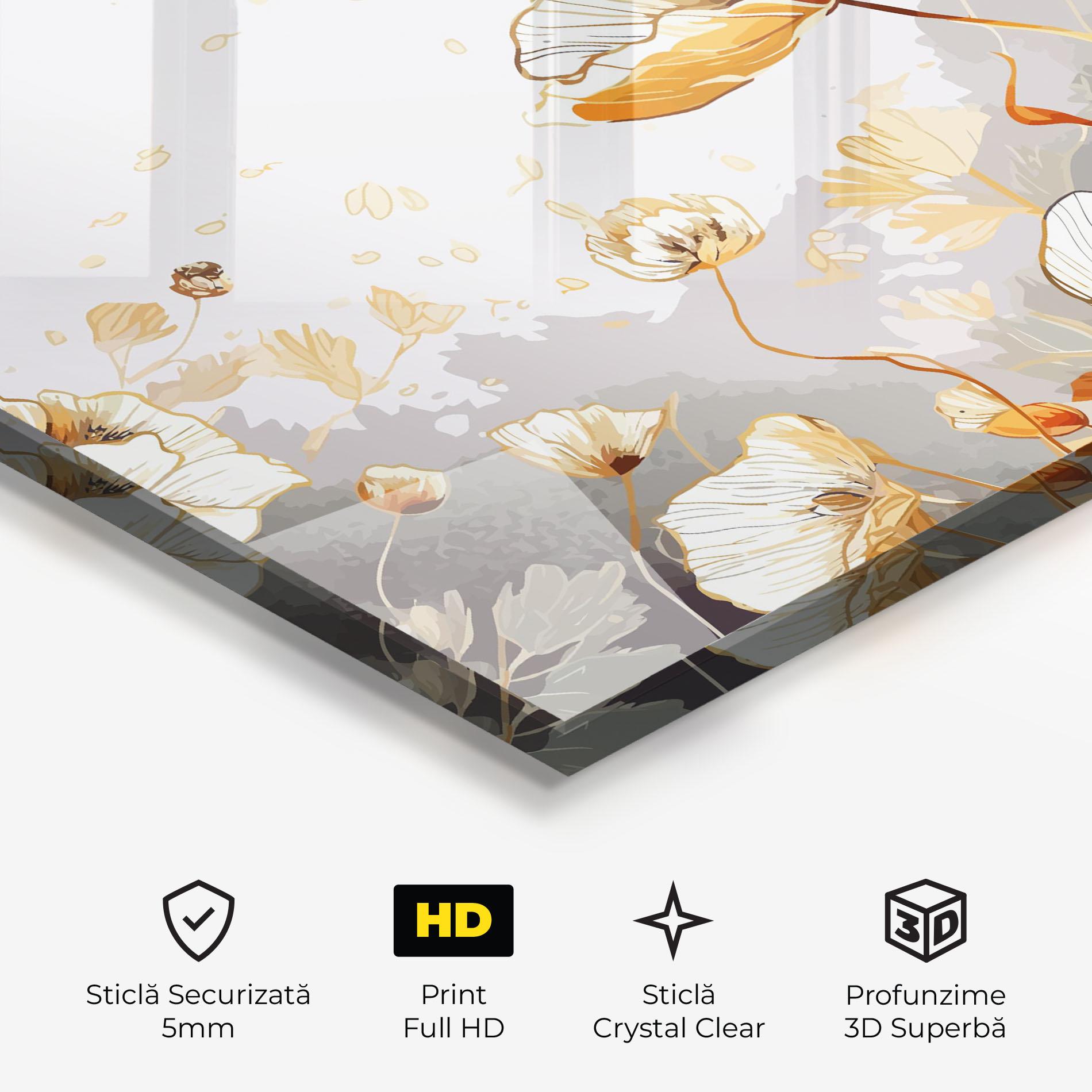 Tablou Sticla Gold Poppies mockup 3