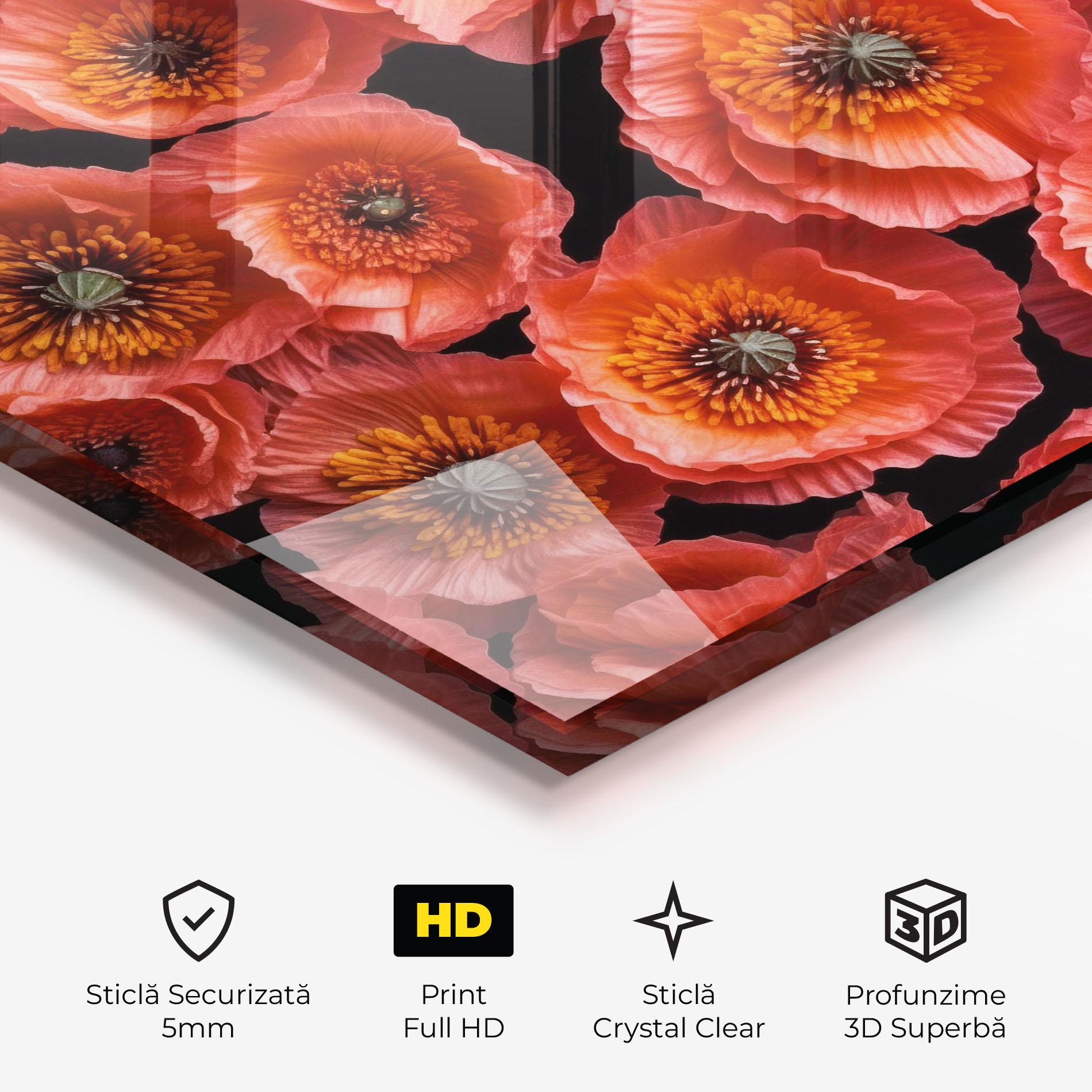 Tablou Sticla Light Red Poppies mockup 3