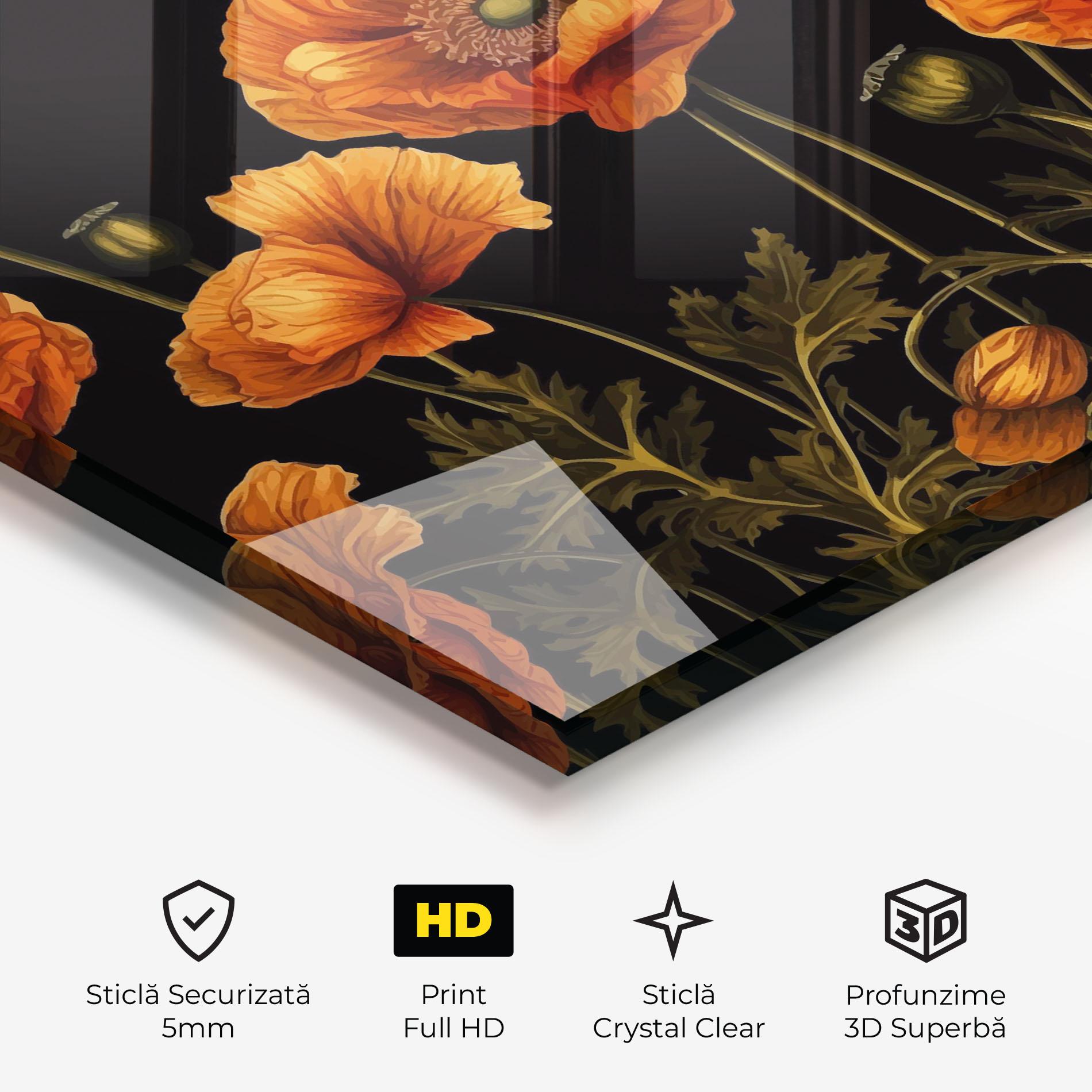 Tablou Sticla Orange Poppies mockup 3