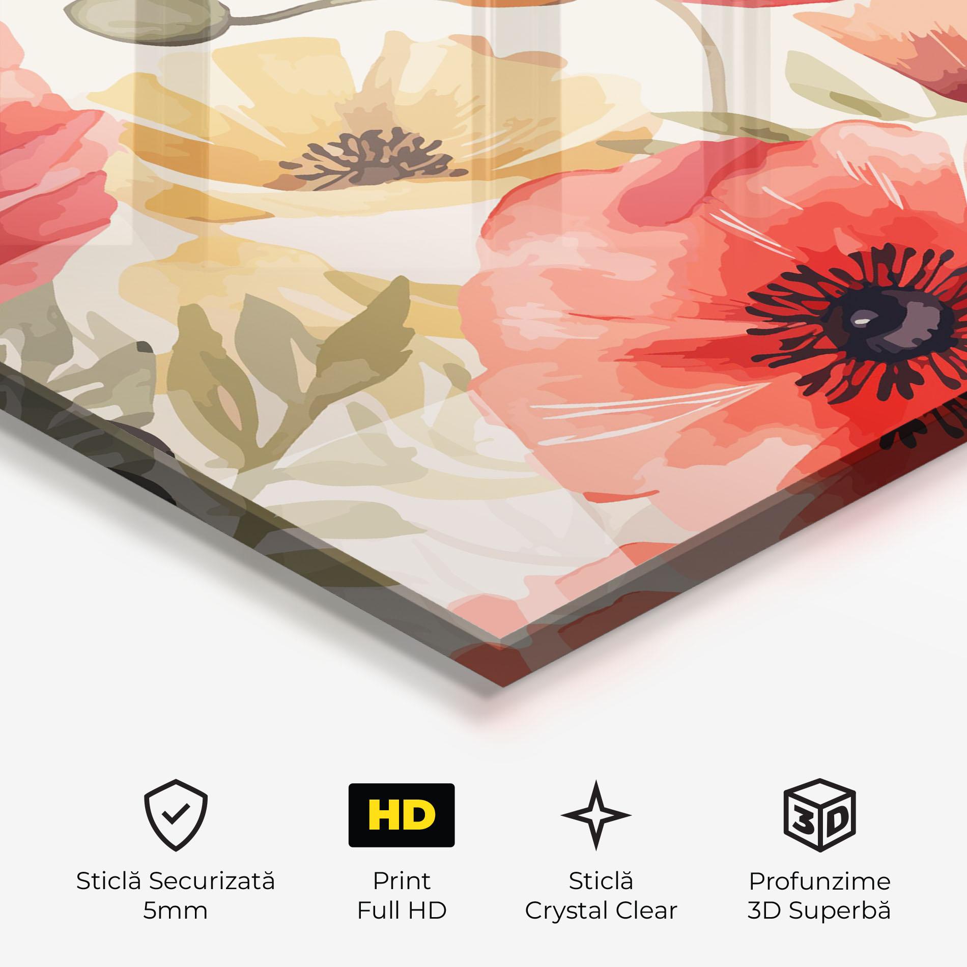 Tablou Sticla Orange Red Poppy mockup 3