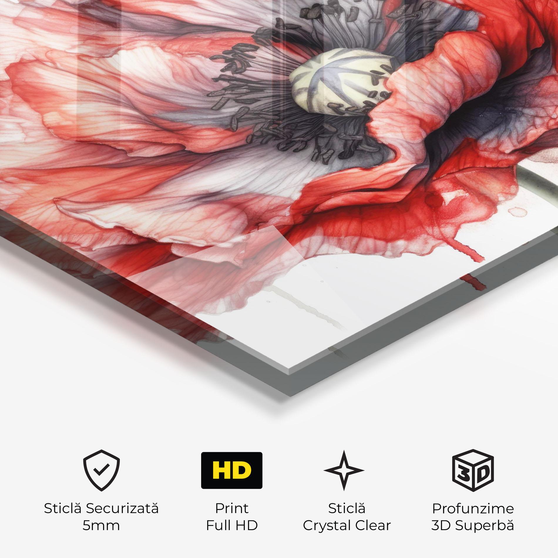 Tablou Sticla Painted Red Poppy mockup 3