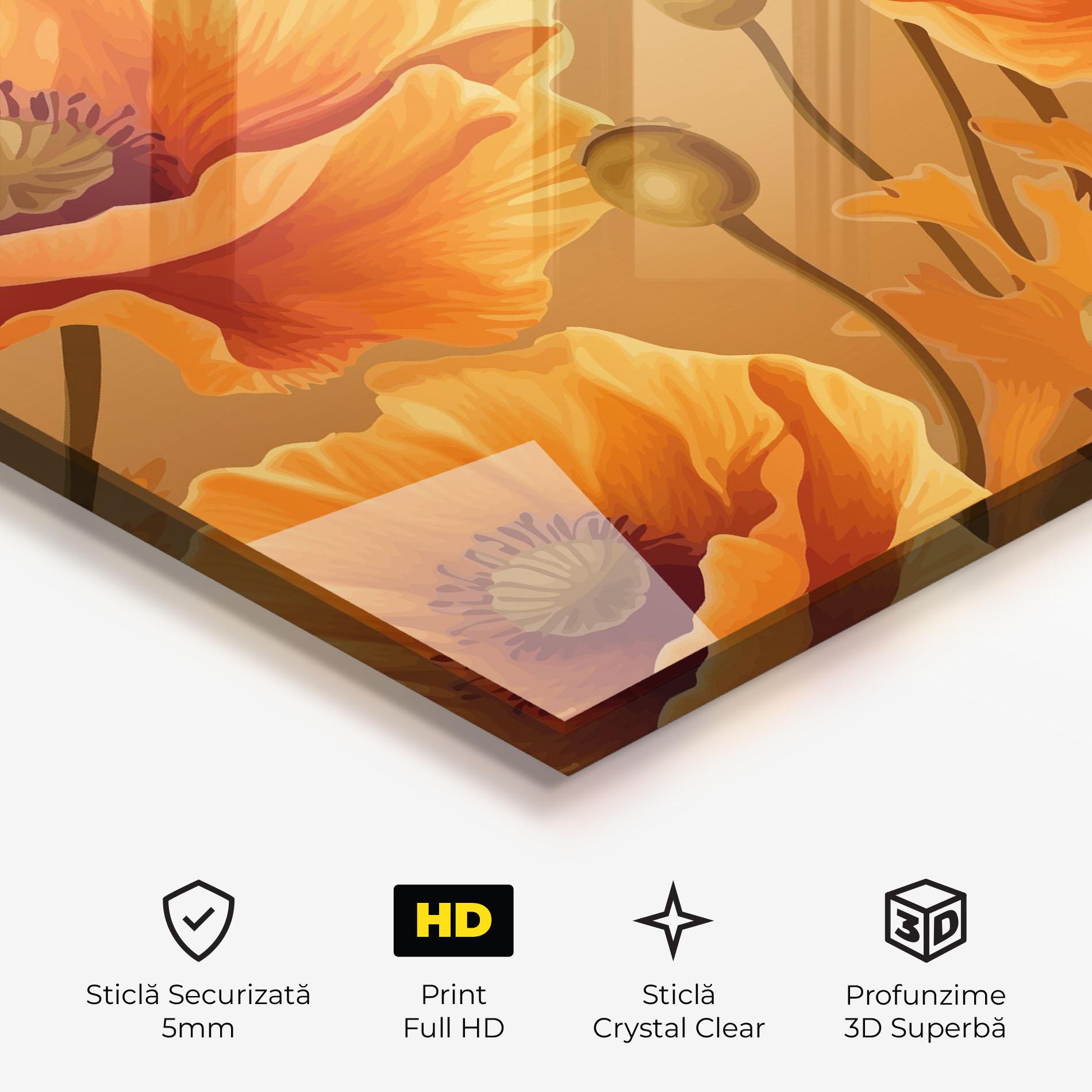 Tablou Sticla Pastel Orange Poppy mockup 3