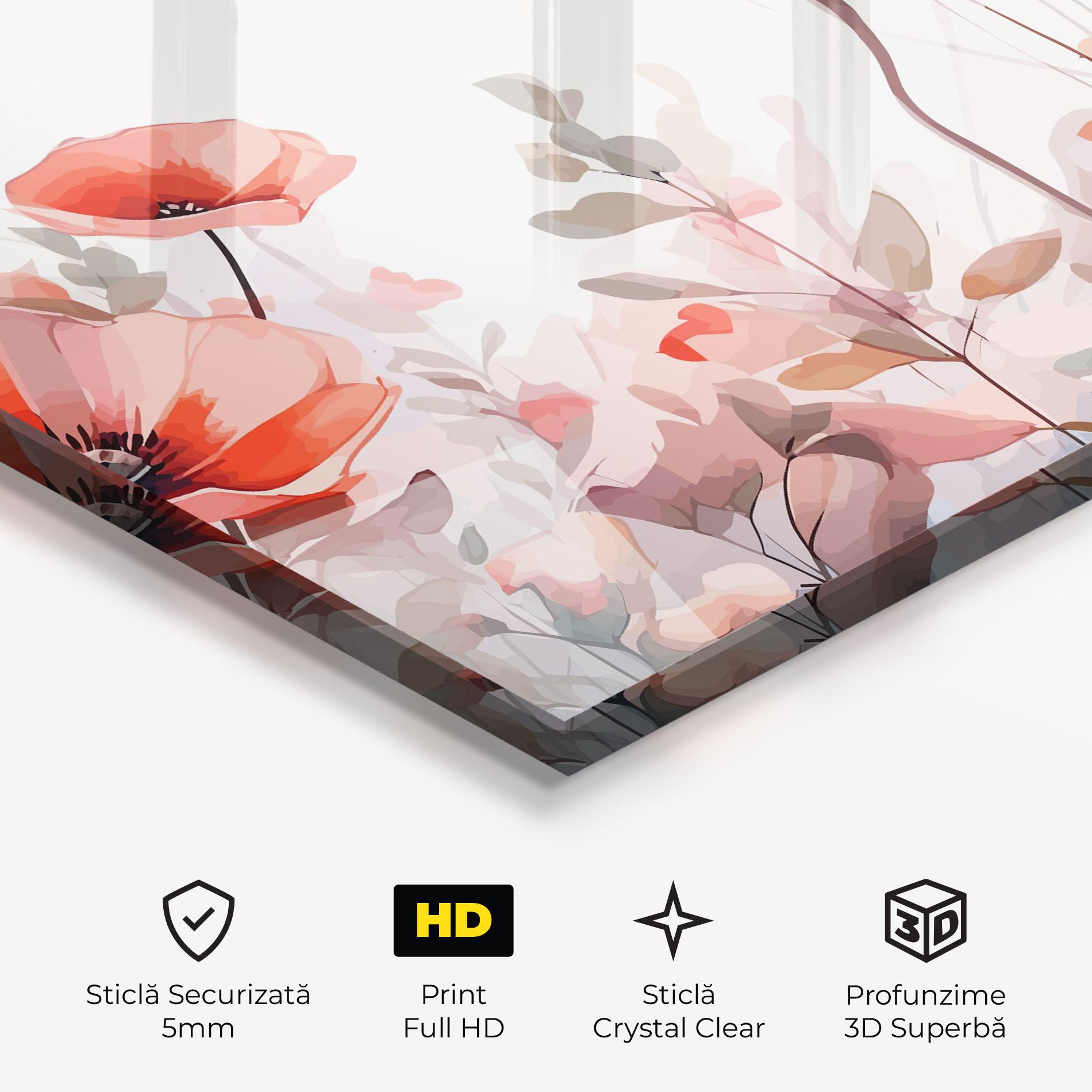 Tablou Sticla Pastel Red Poppy mockup 3