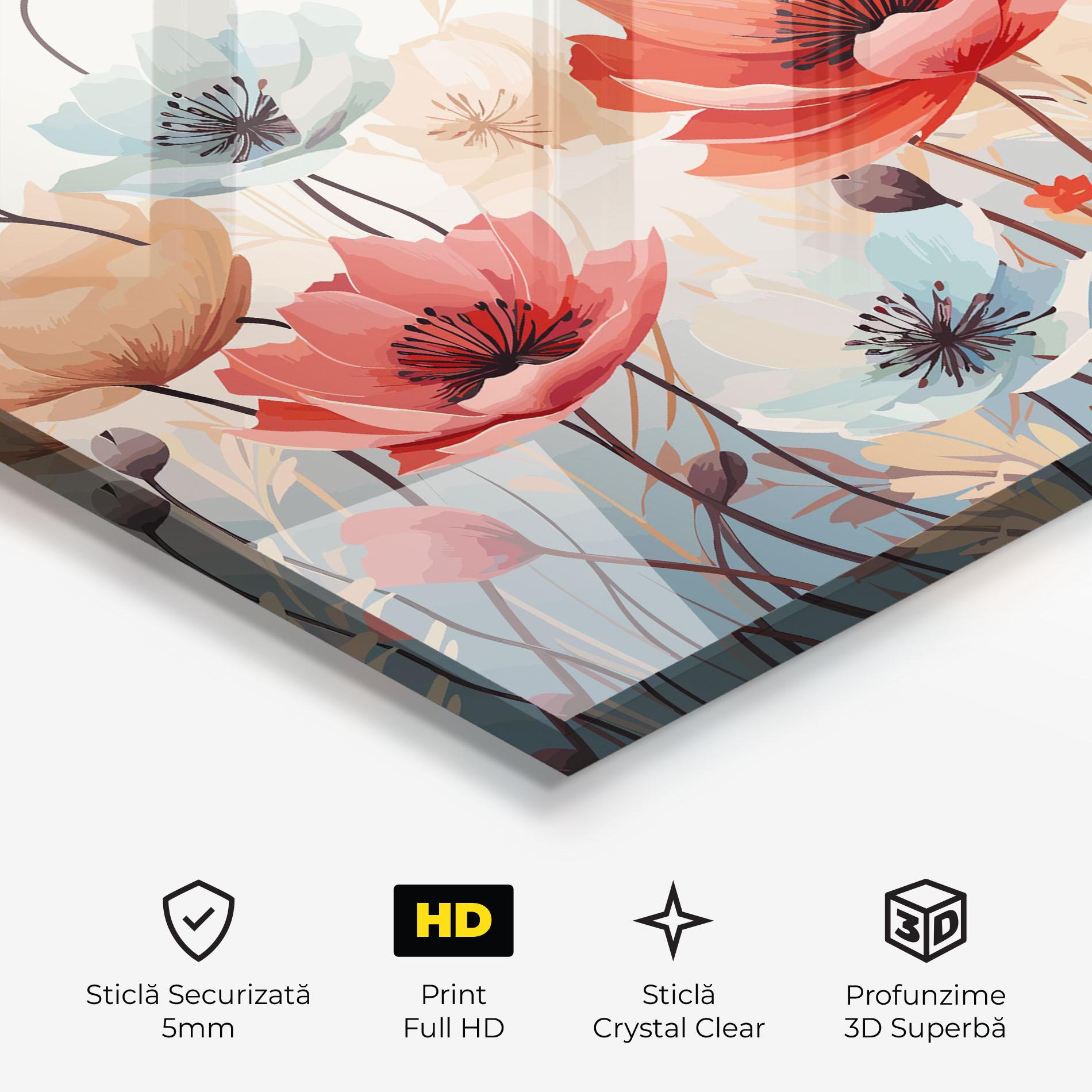 Tablou Sticla Poppy Pretty Field mockup 3