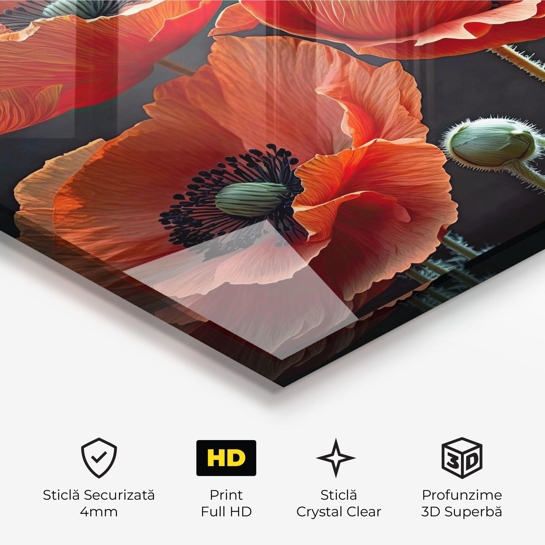 Tablou Sticla 3 Poppies mockup 3