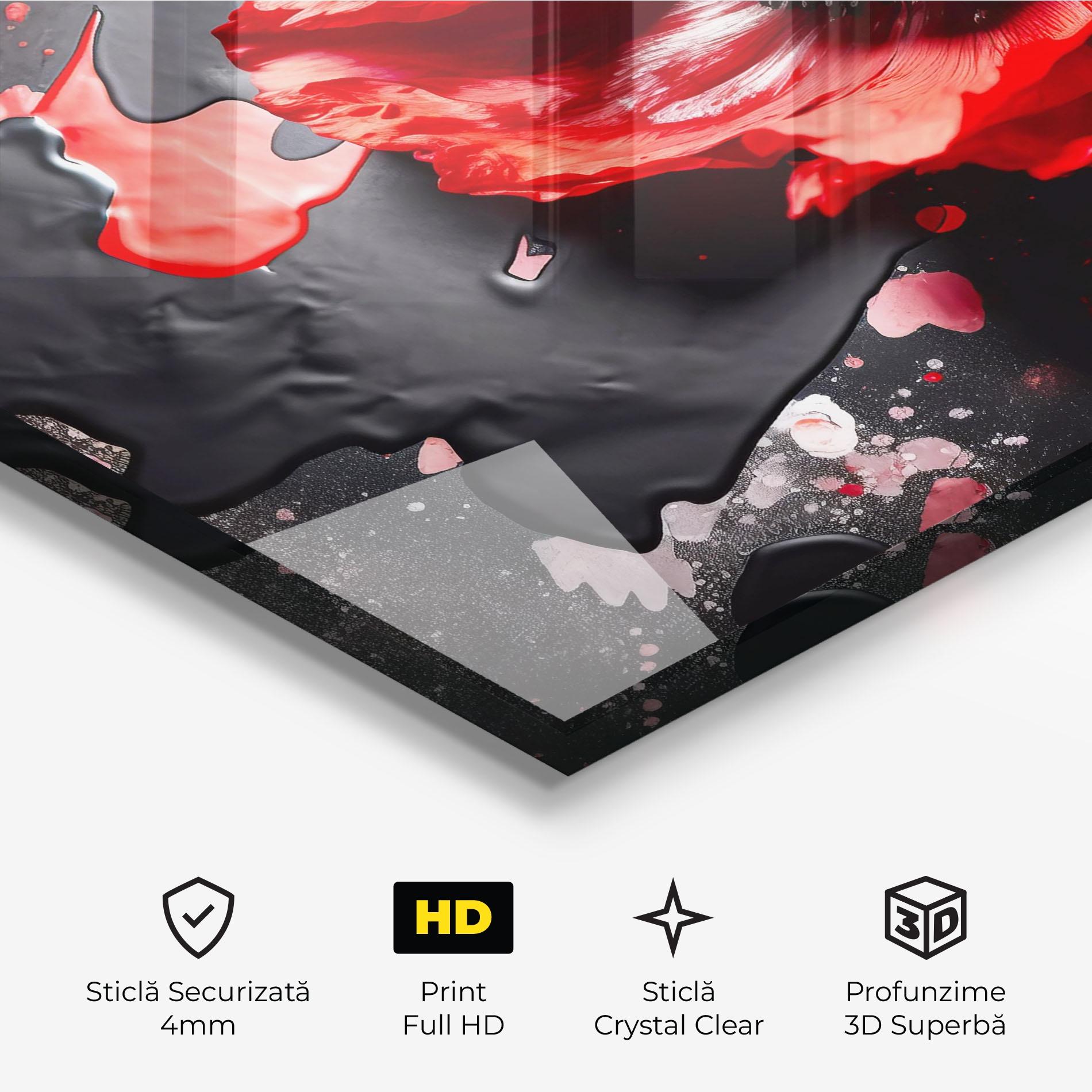 Tablou Sticla Black Liquid Poppy mockup 3