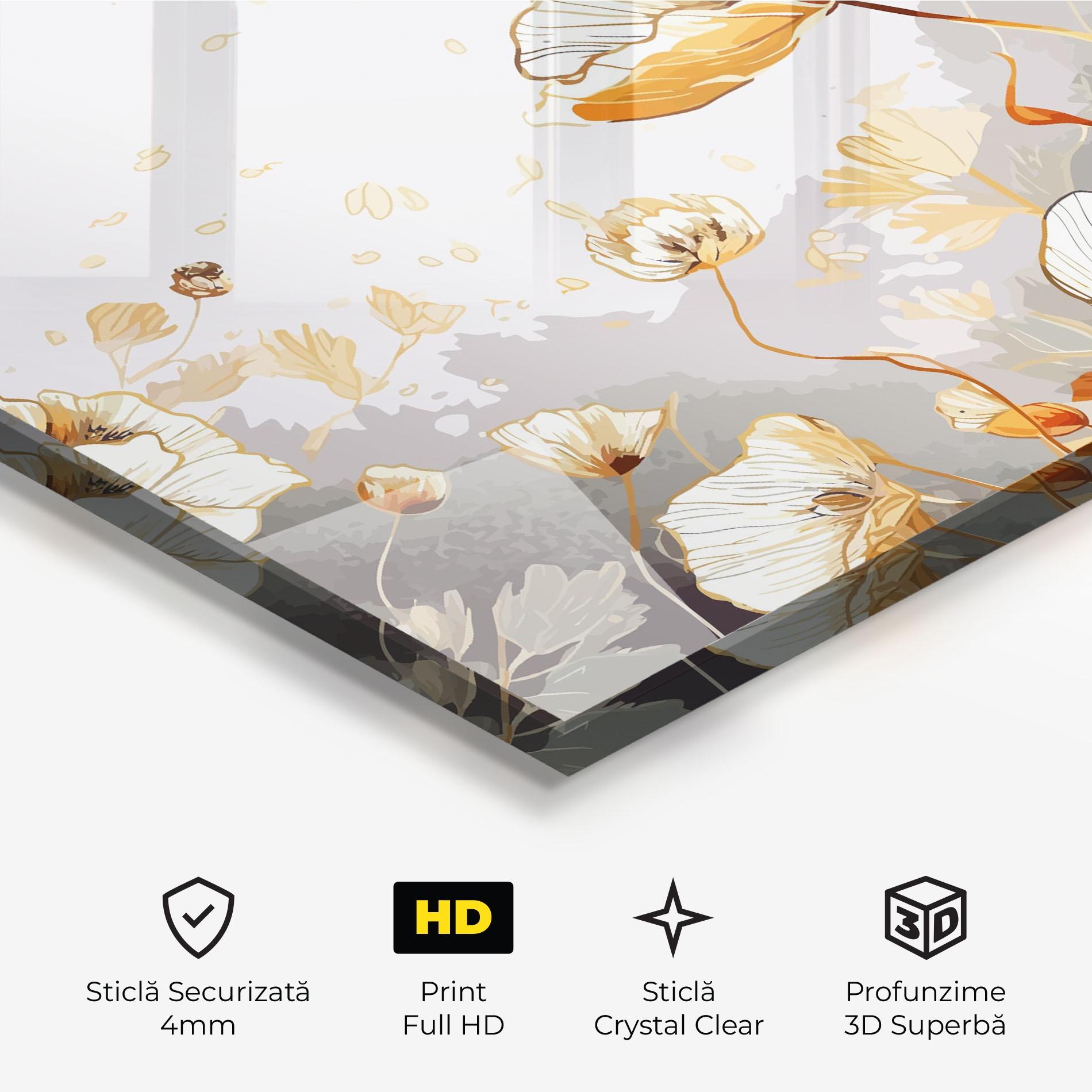 Tablou Sticla Gold Poppies mockup 3