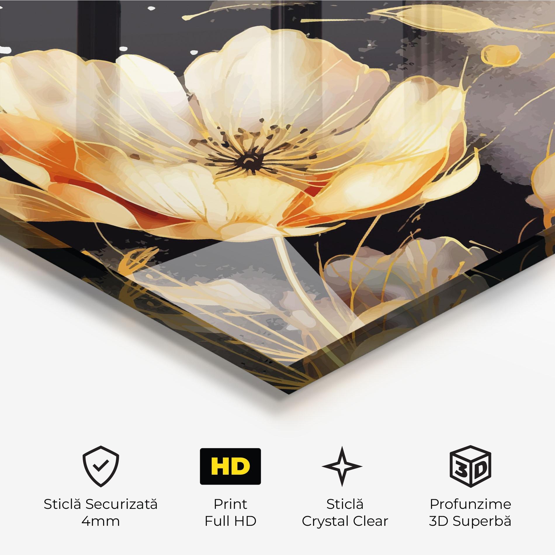Tablou Sticla Gold Poppy Black mockup 3