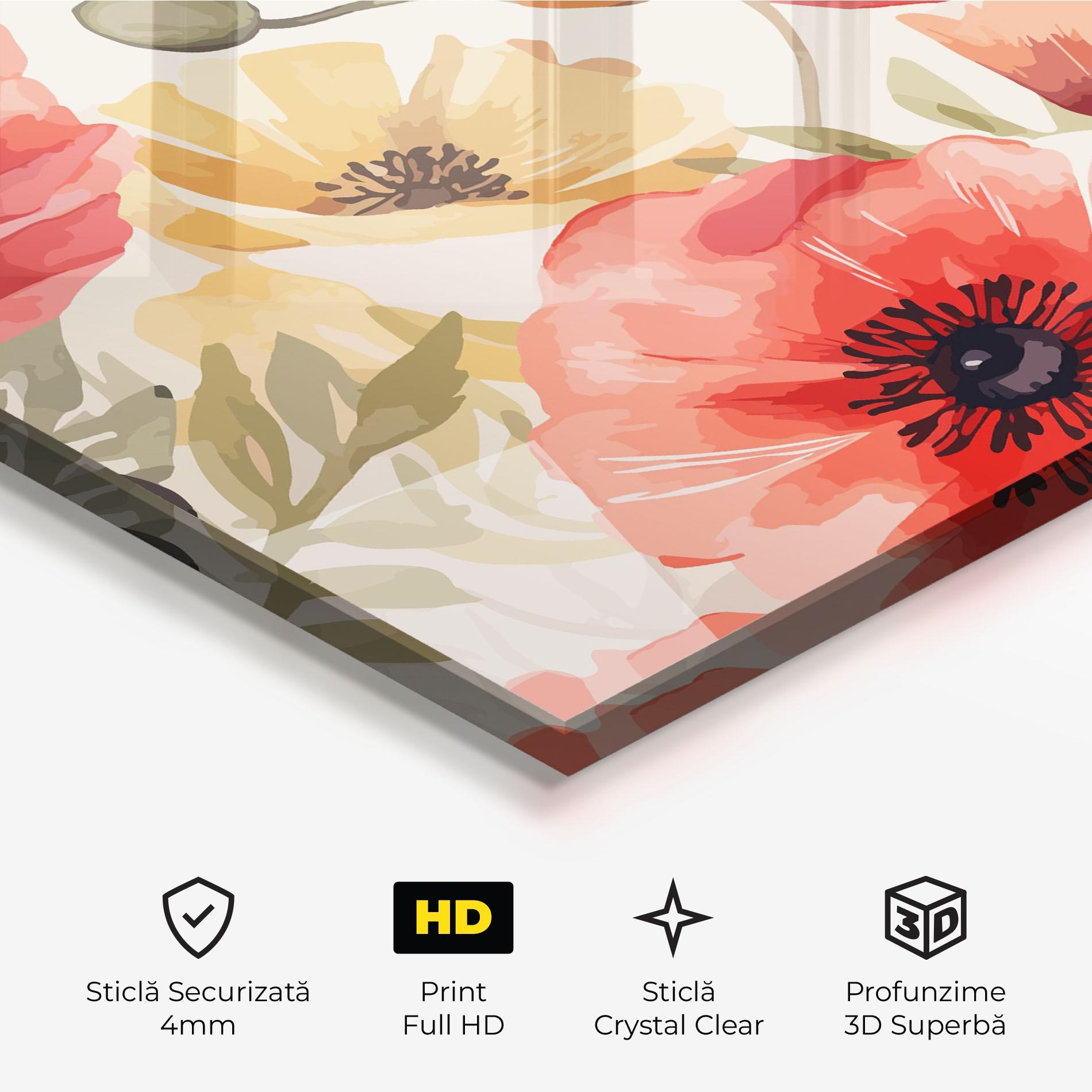 Tablou Sticla Orange Red Poppy mockup 3