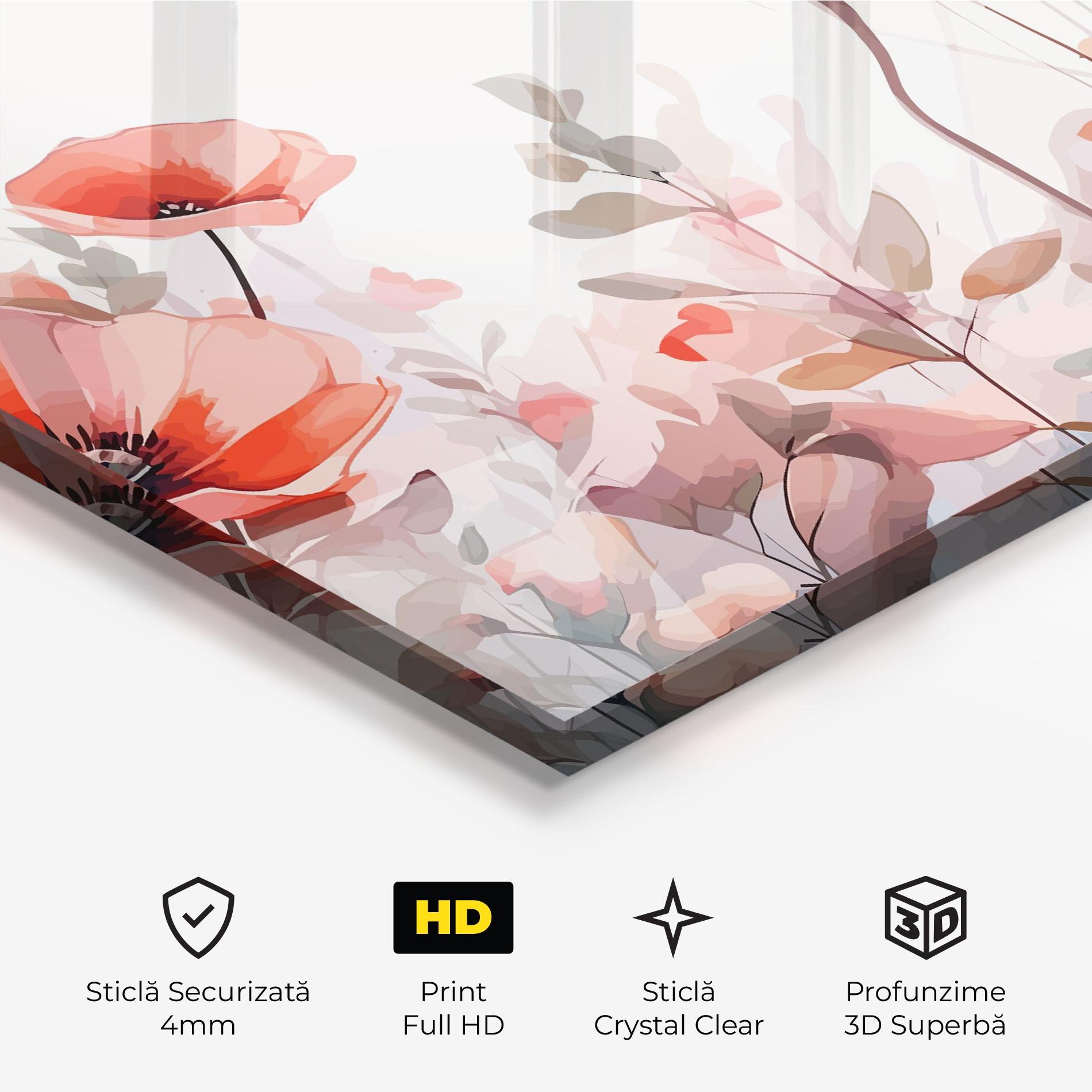 Tablou Sticla Pastel Red Poppy mockup 3