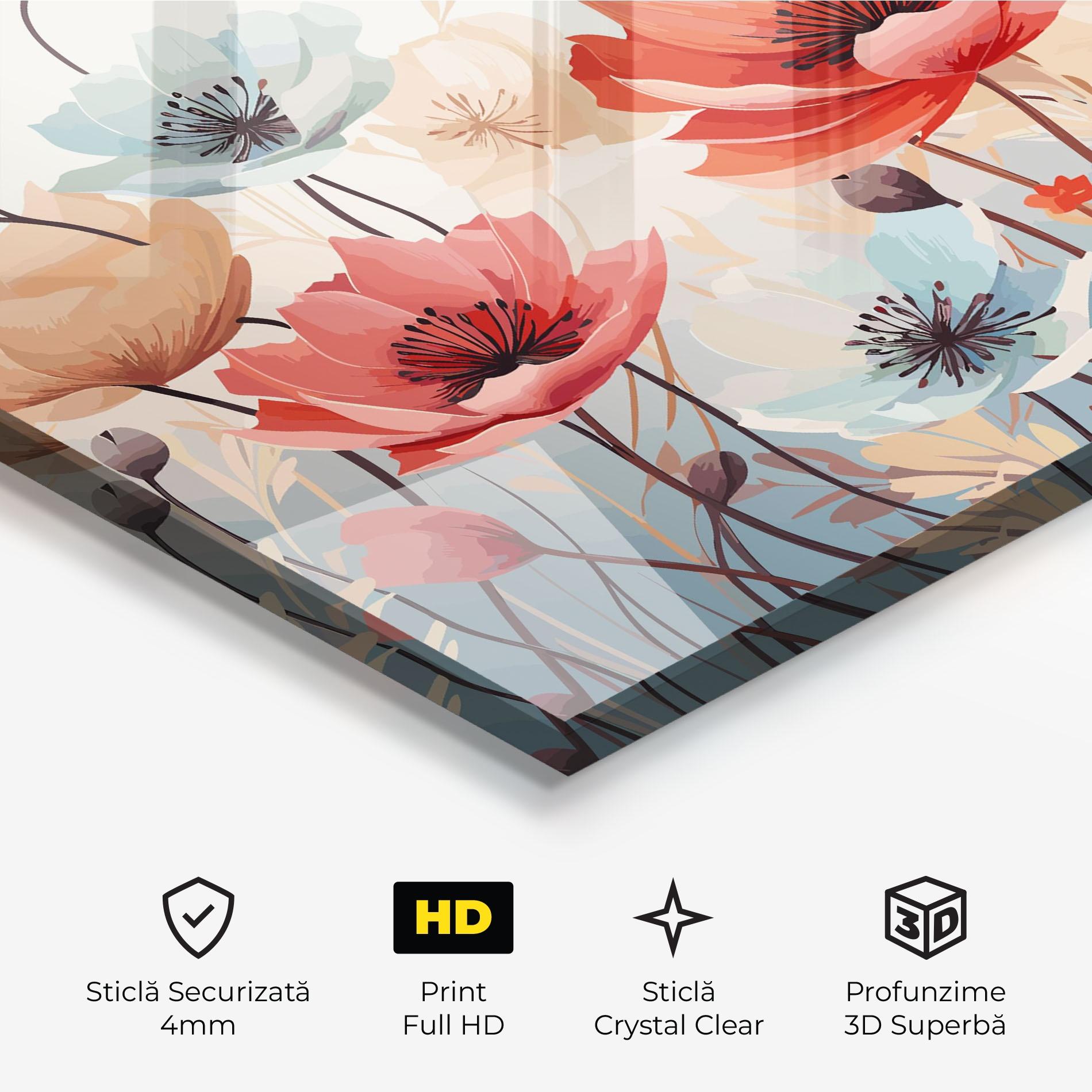 Tablou Sticla Poppy Pretty Field mockup 3